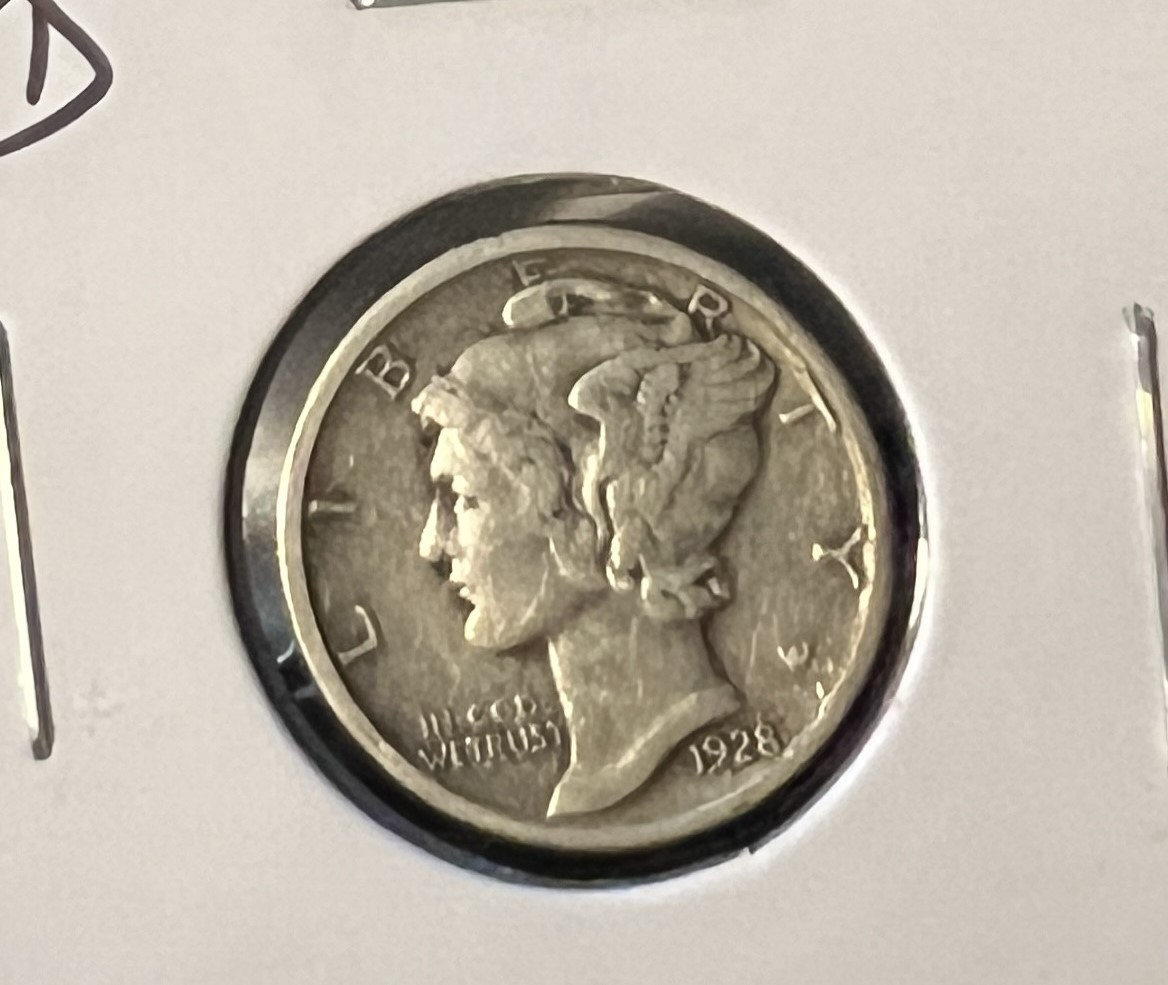 1928-D MERCURY SILVER DIME GRADES VERY FINE+  ACTUAL COIN #10640