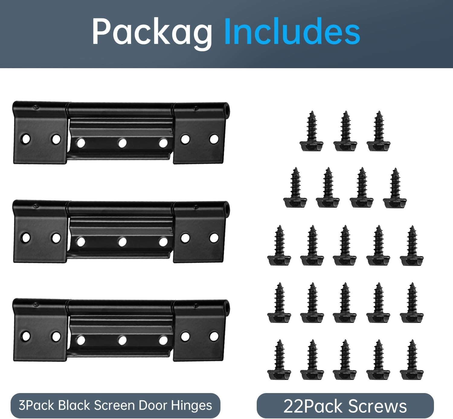 3 Pcs Storm Door Hinges Replacement fits for Larson Screen Hinges, Black
