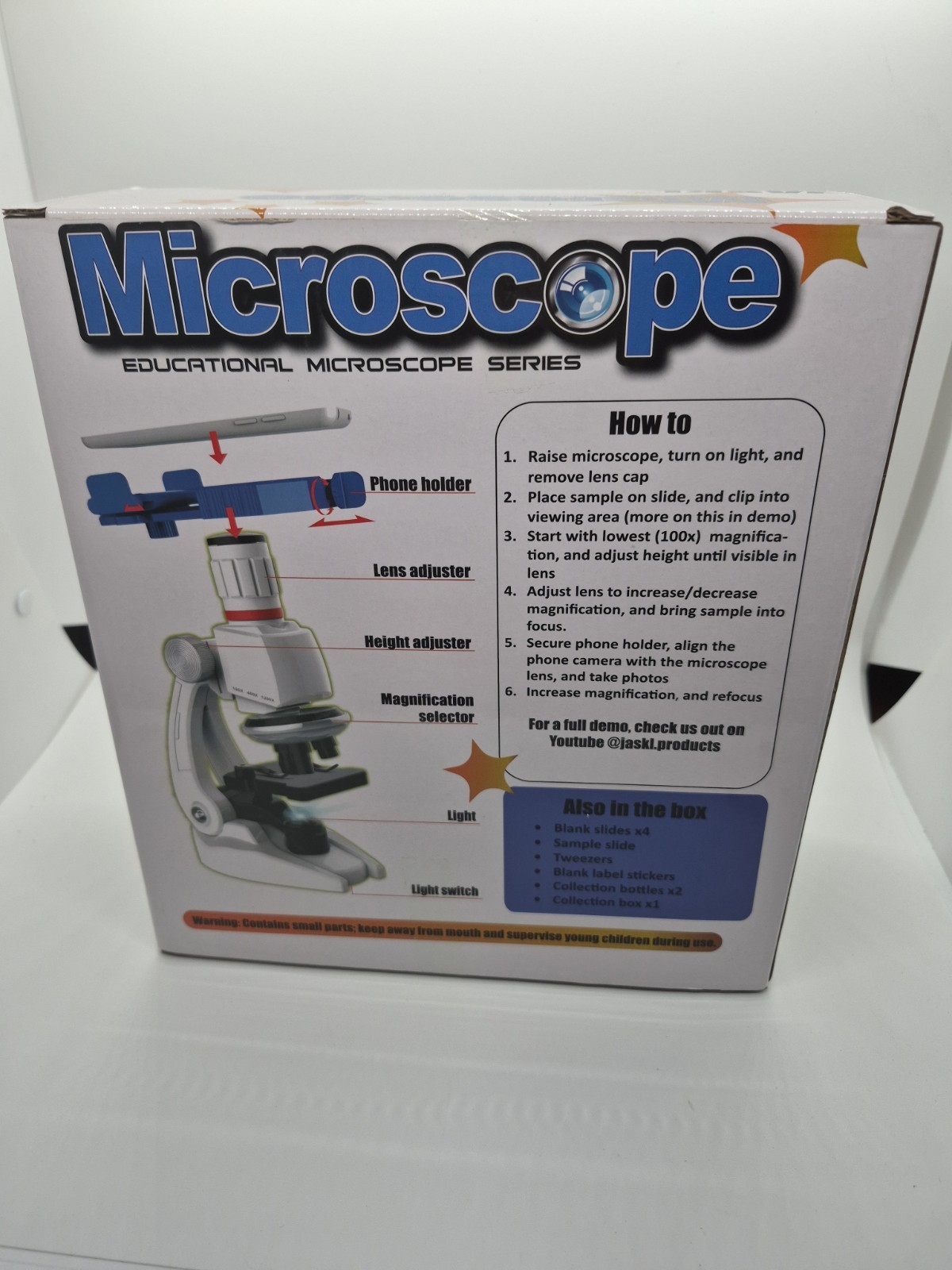 STEM Microscope With Light Source 100x, 400x, 1200x, Kids, Educational, Ages 6+