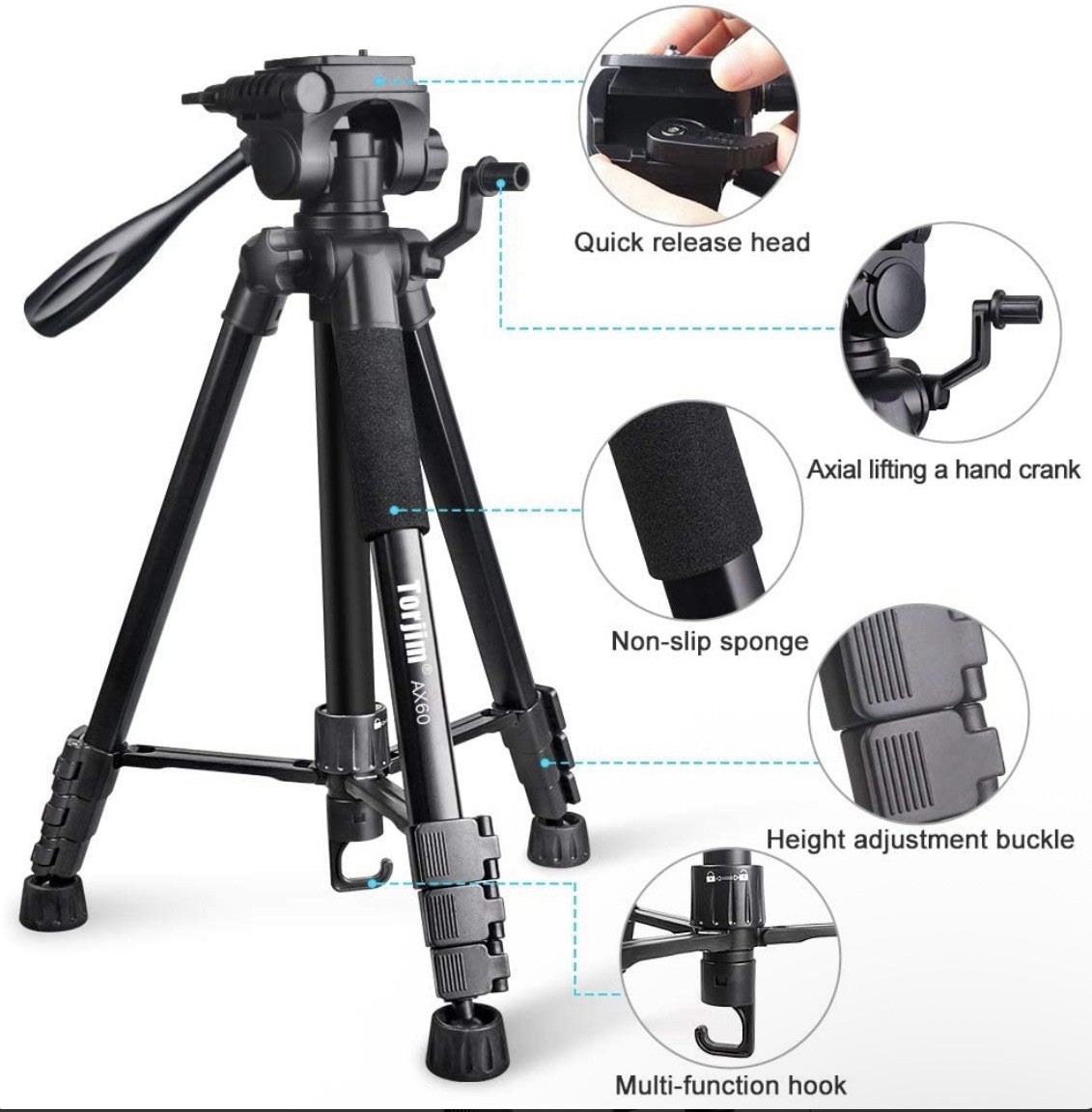 Torjim AX60 Professional Camera Tripod