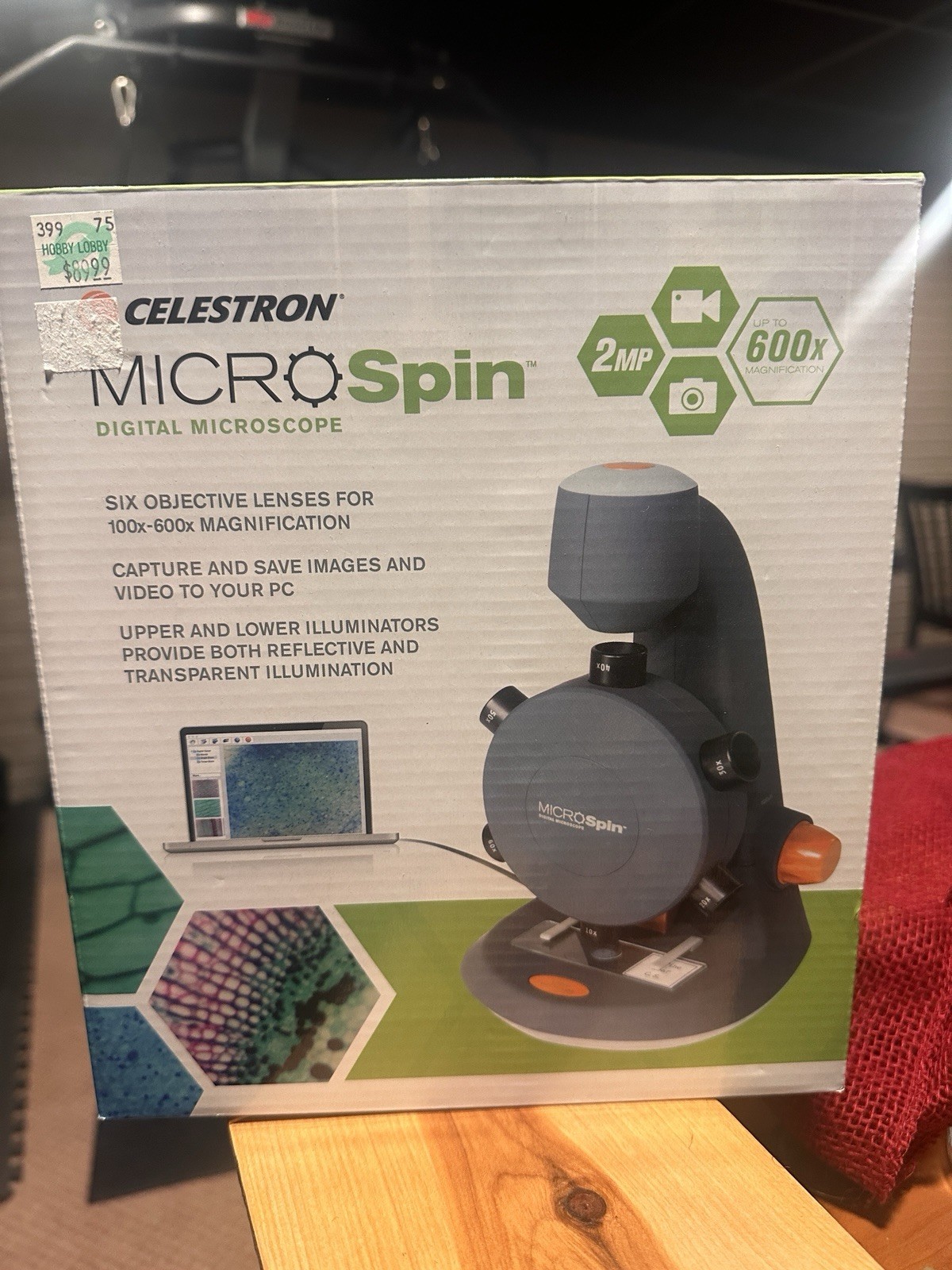 Celestron MicroSpin Digital Microscope Kit 2MP Up to 600x Ages 8-11+