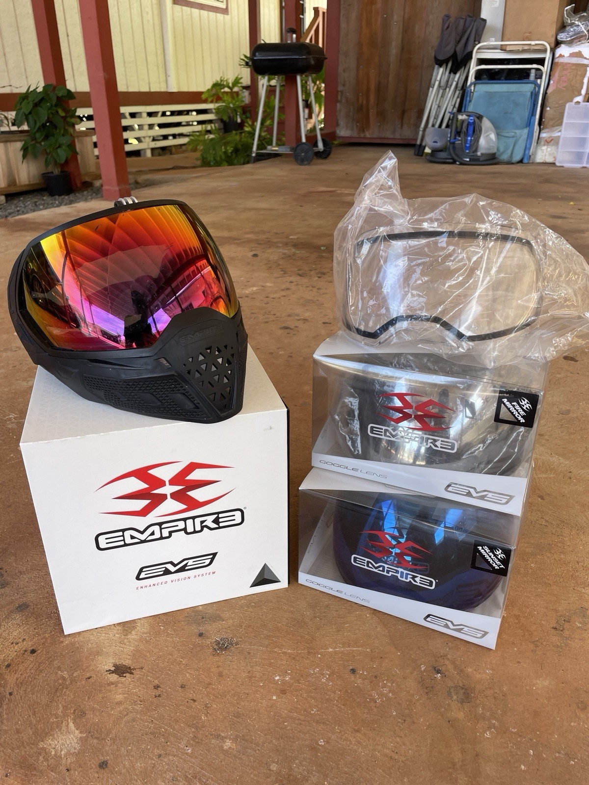 Empire EVS Paintball Airsoft Mask Black With Extra Lenses