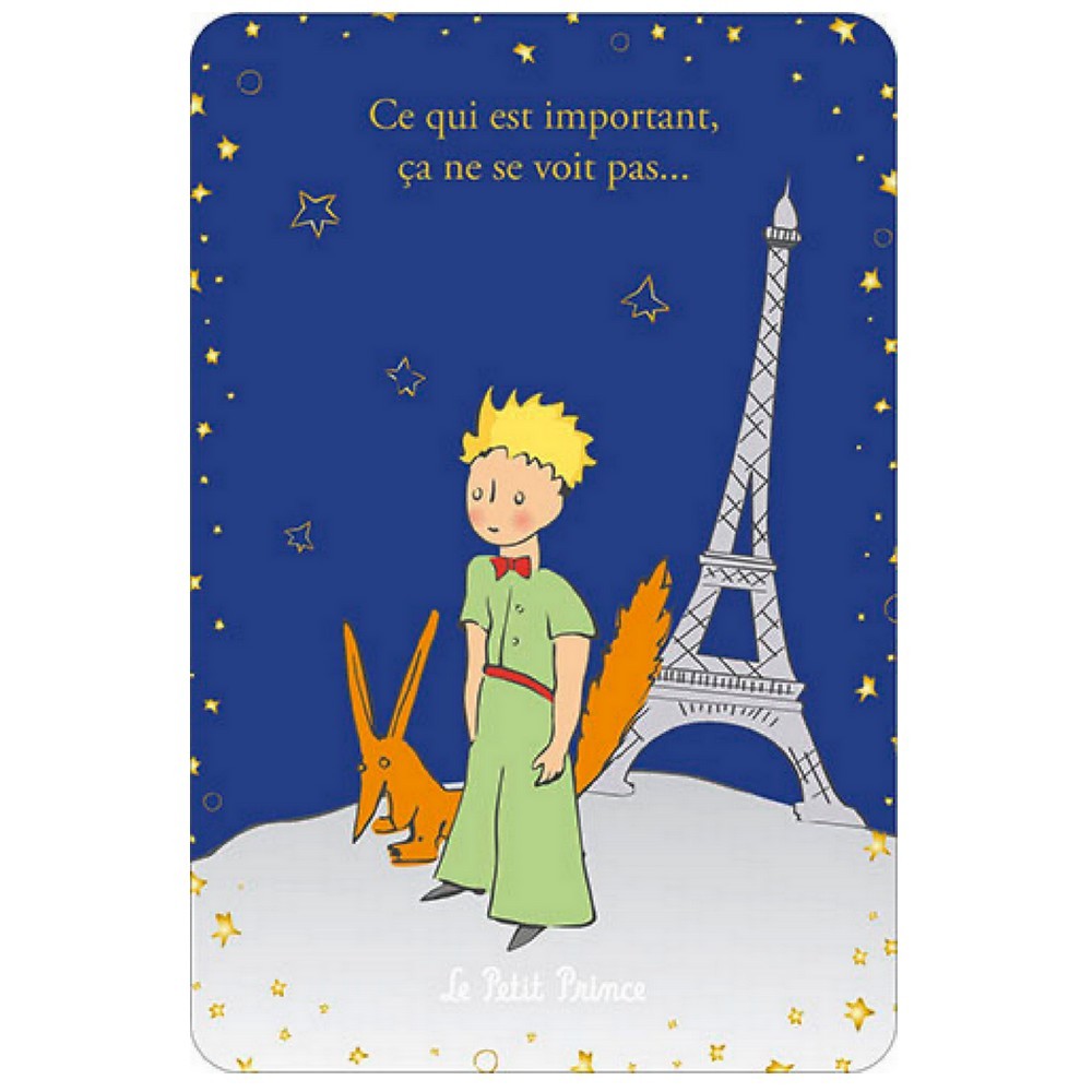 Postcard Kiub The Little Prince, Fox and Eiffel Tower (10x15cm)