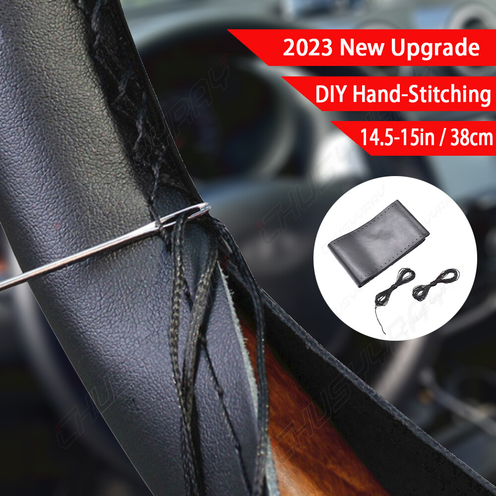 15" Steering Wheel Cover Genuine Leather for 2016 2017 2018 Dodge RAM 1500 2500