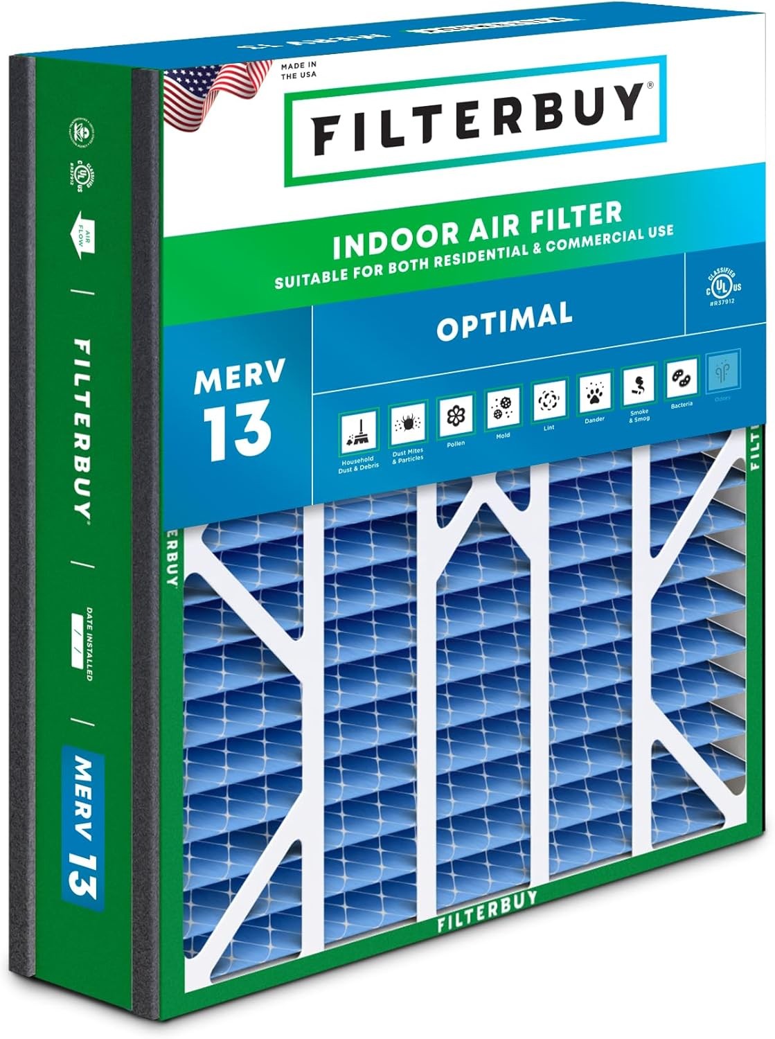 Filterbuy 20x20x5 Air Filters, HVAC AC Furnace for Honeywell & Lennox (MERV 13)