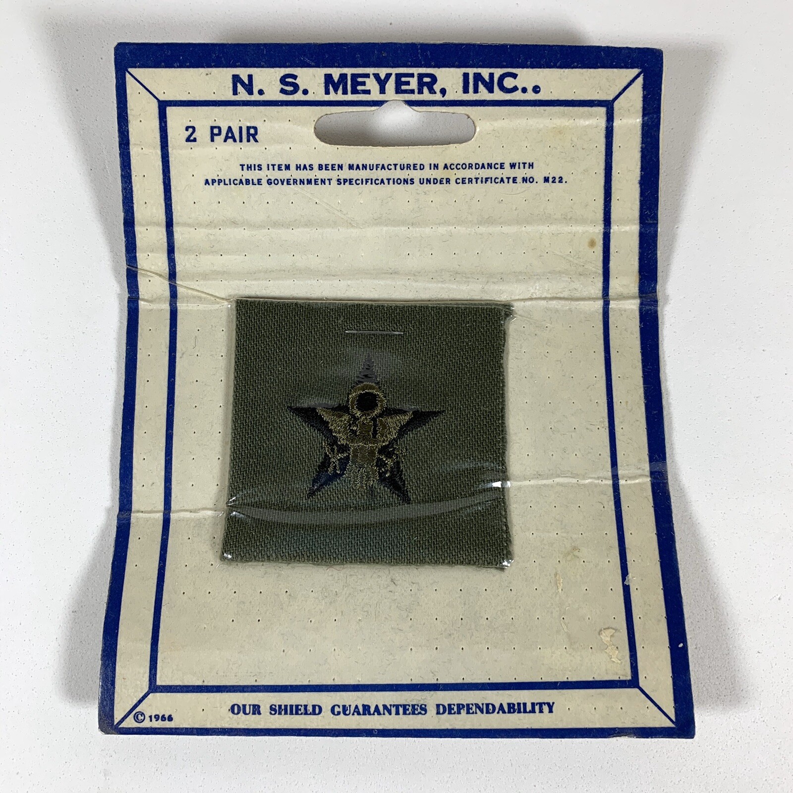 NOS Vintage 1966 Meyer U.S. Army GS General Staff Officer Patch, Pair