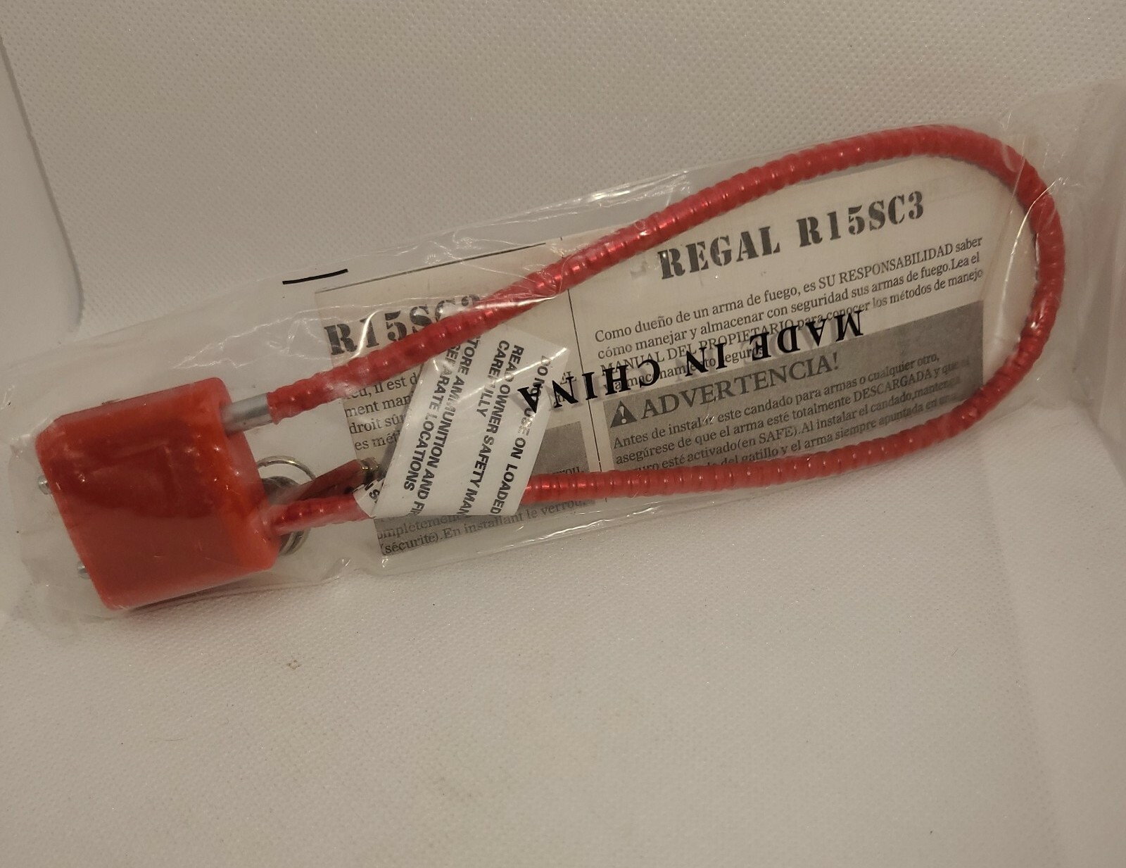 REGAL R15SC3 30MM RED RIFLE PISTOL CABLE LOCK KEYS INSTRUCTIONS GUN SECURITY