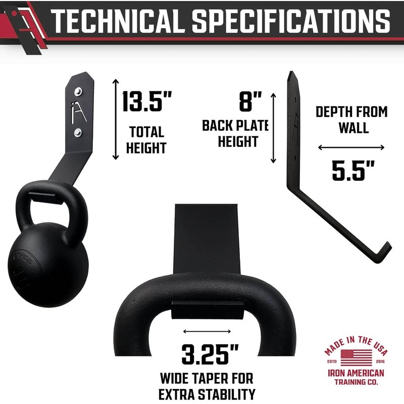 Kettlebell Wall Hook Heavy Duty Gym Storage Organizer Easy Install Multi-Purpose