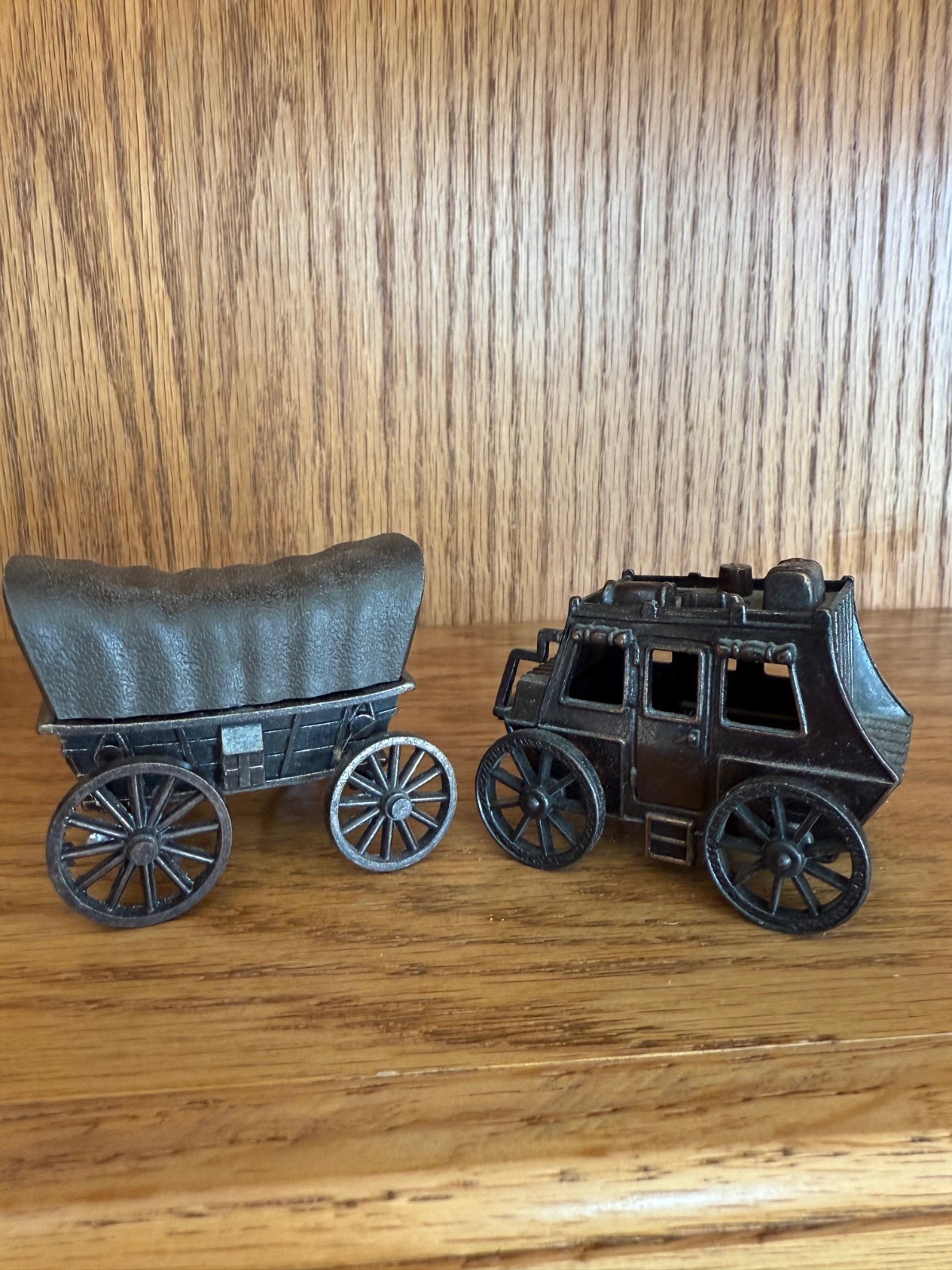 Vintage Stage Coach & Covered Wagon diecast copper finish Pencil Sharpeners