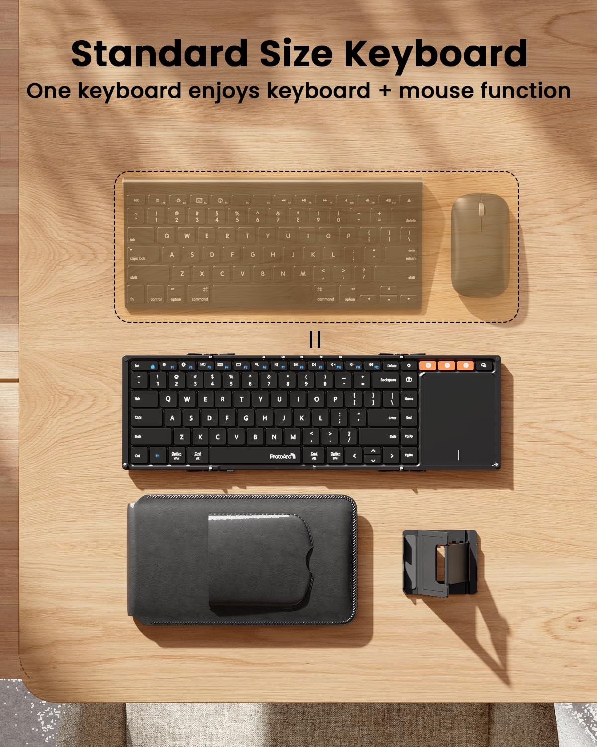 Protoarc Foldable Keyboard Touchpad Xk01 Tp Folding Portable Keyboard Full Size