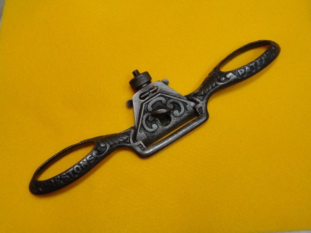 Early PRESTON'S PATENT Spokeshave Ornate Spoke Shave w/ Flat Bottom