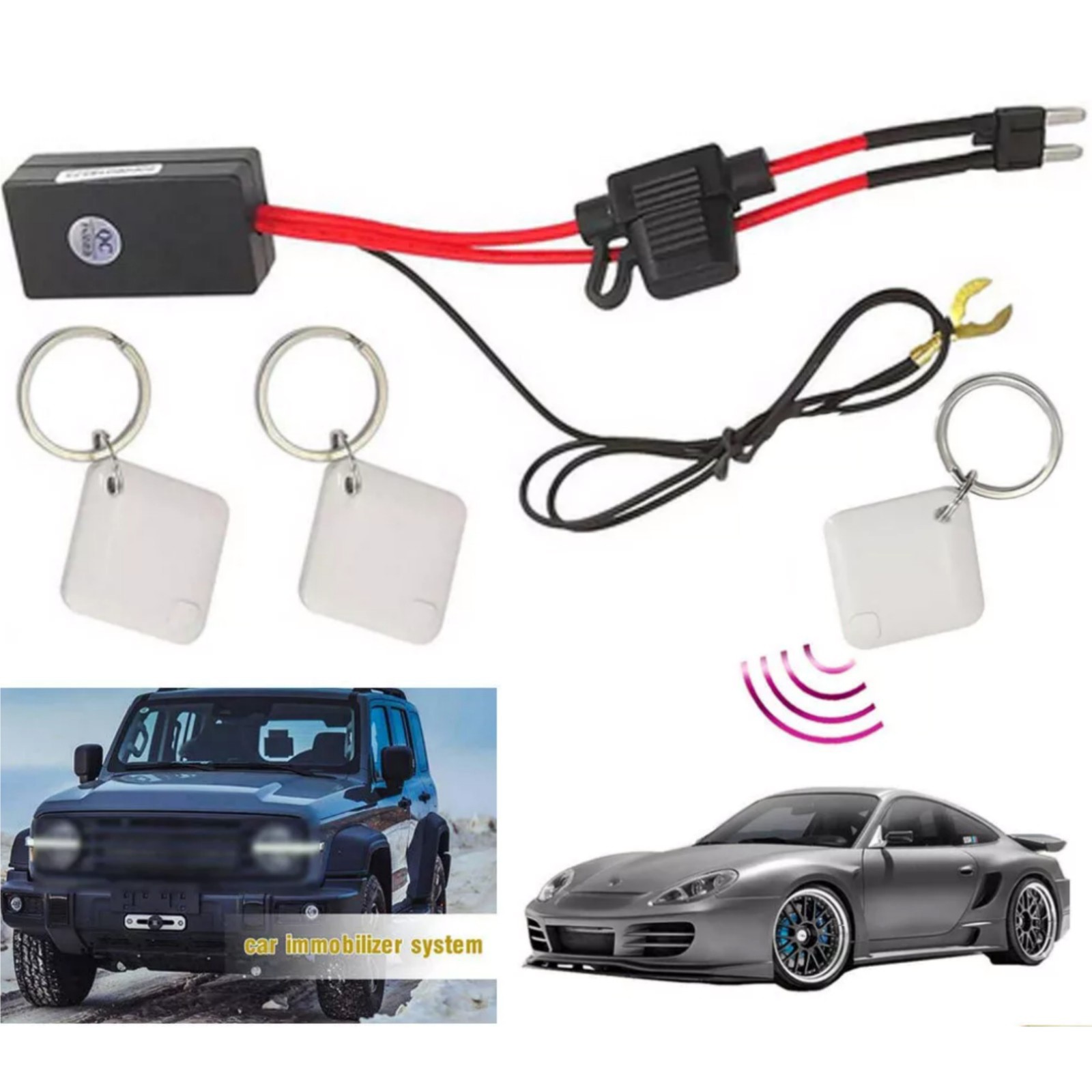 Auto-Sensing Car Immobilizer Security Systems Anti-Theft Lock+2 Remote Control