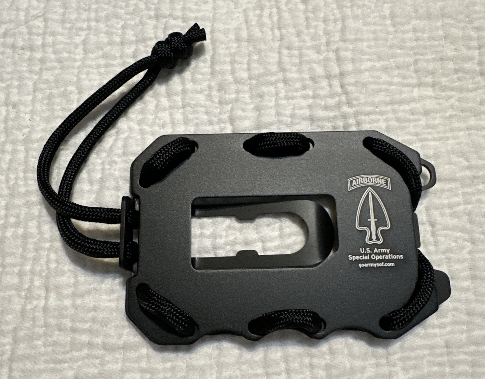 Tactical Metal Wallet Card Holder AIRBORNE U.S. Army Special Operations Black