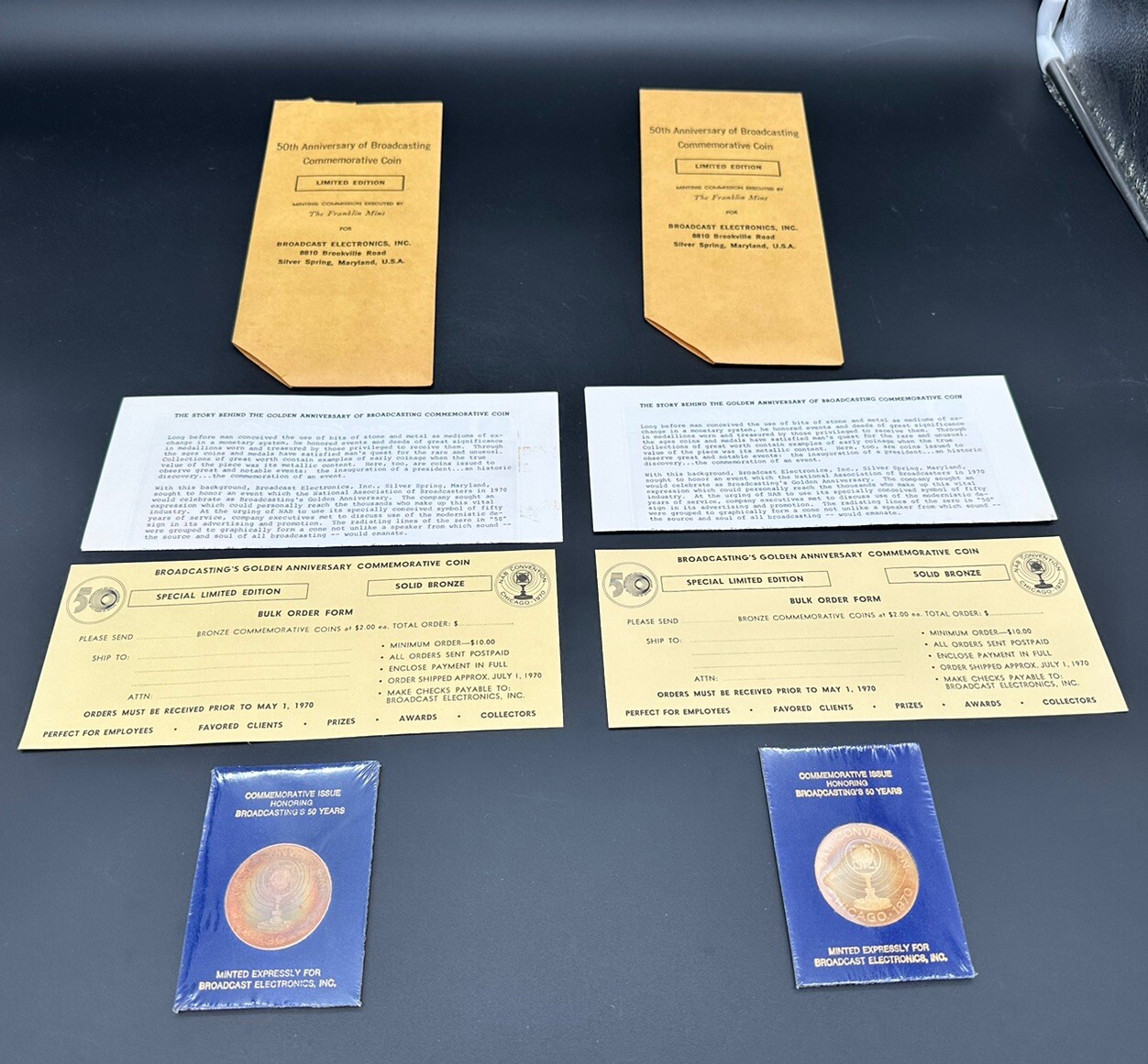Lot 2 Commemorative Coins Broadcasting's Golden Ann 1970 NAB Convention Chicago
