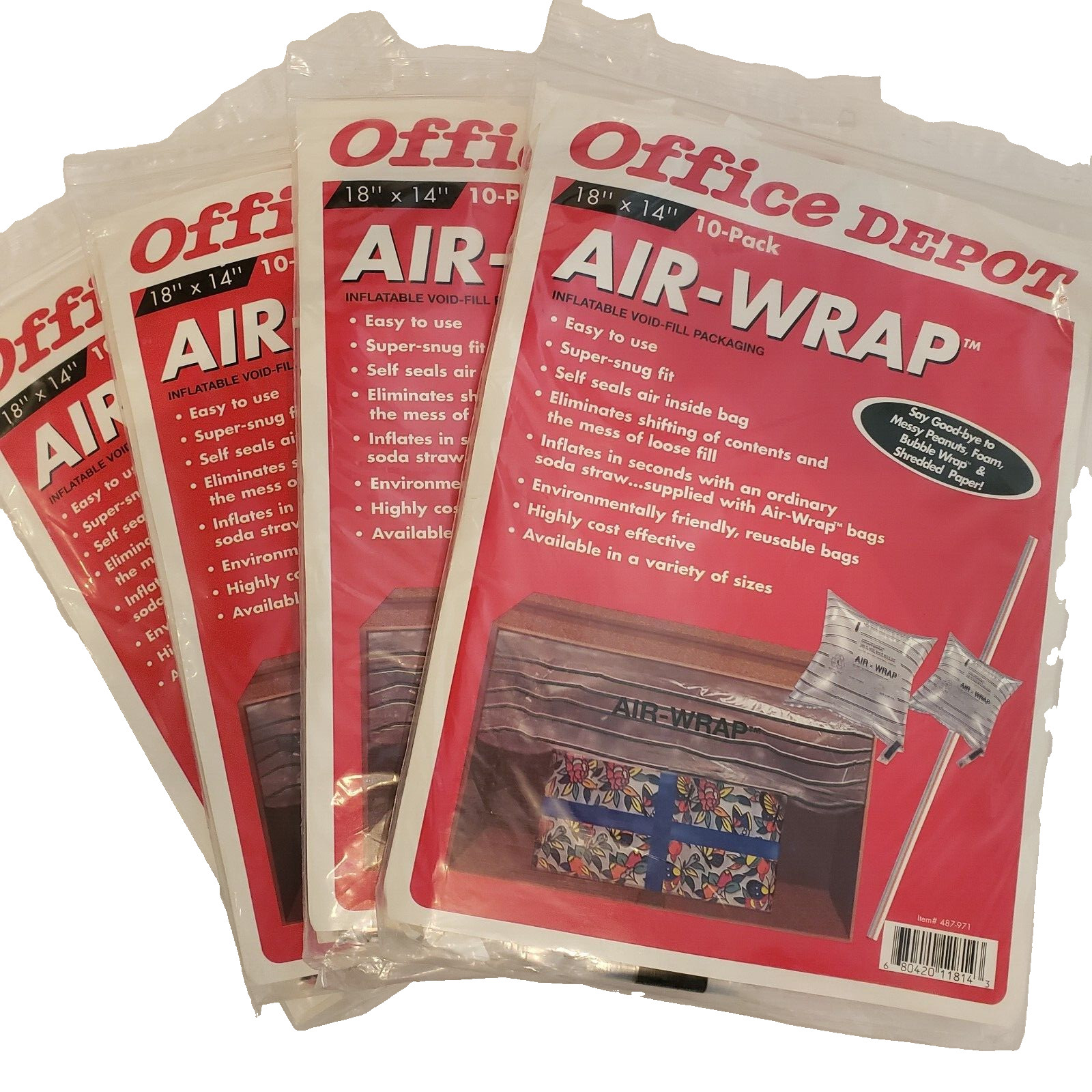 Office Depot 10-Pack (Lot of 4) 18"x 14" Air-Wrap Inflatable Air Bags Packaging