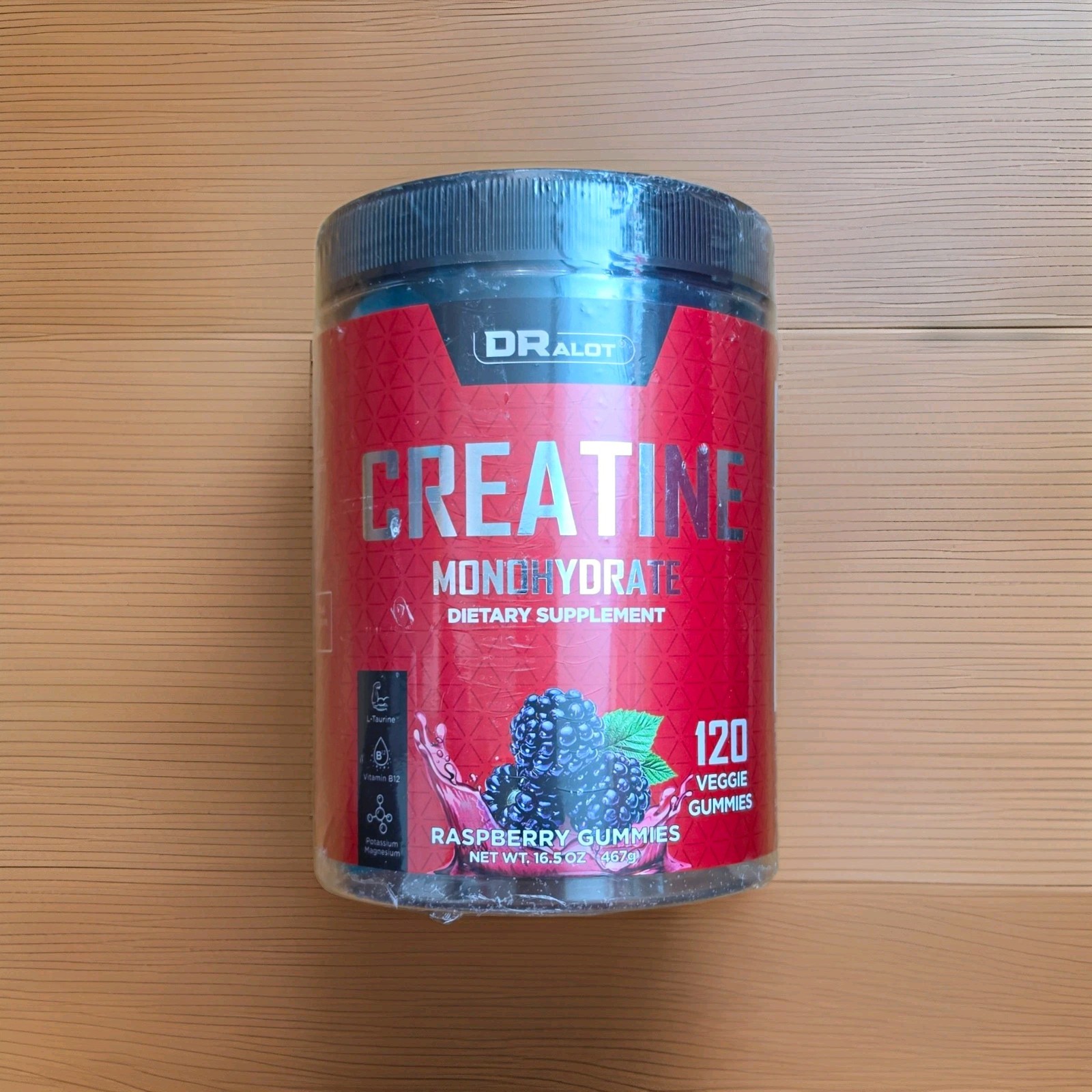 Dralot Creatine Monohydrate Raspberry Gummies 5000mg 120ct 30 Servings 16.5 oz