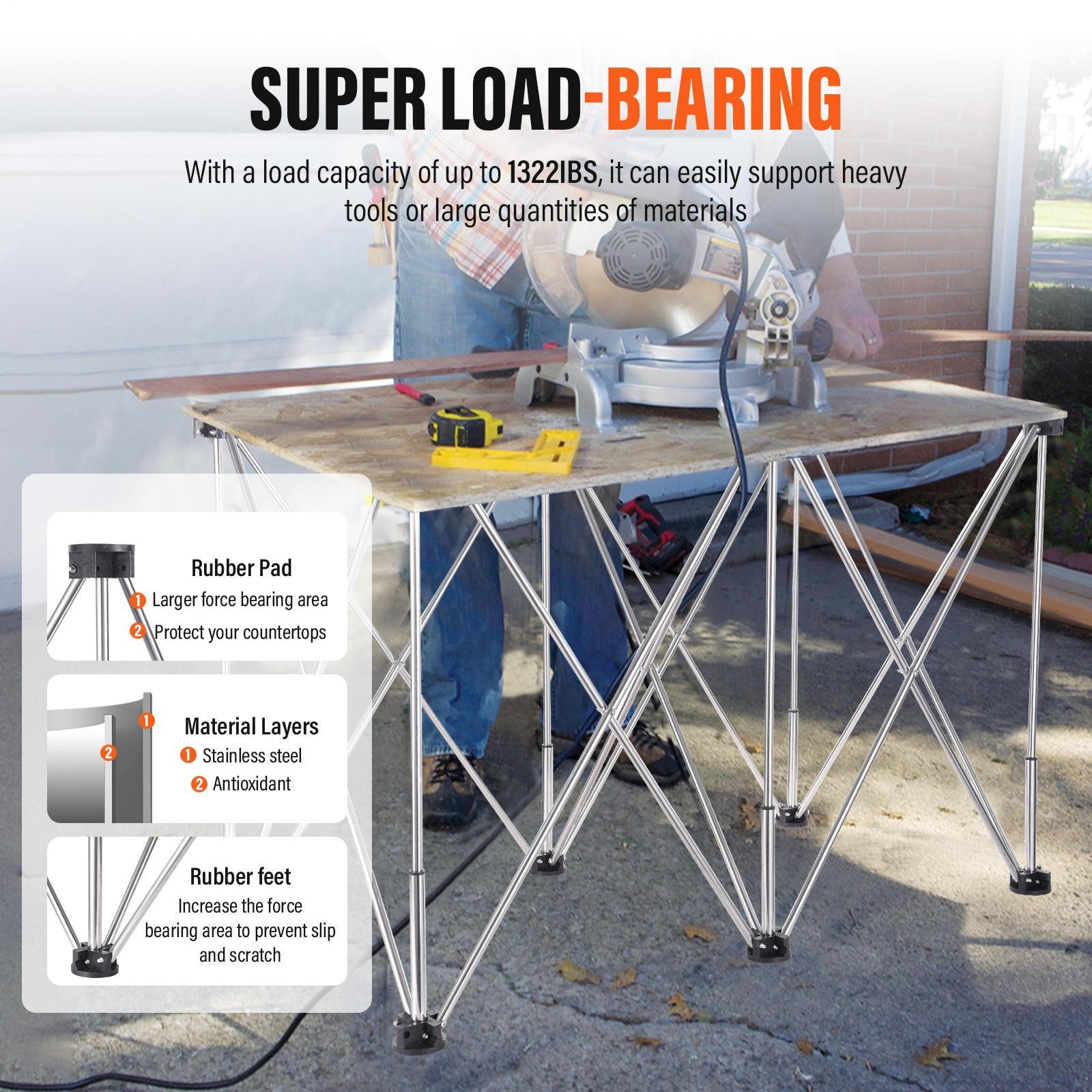 44*23in Portable Work Station with Storage Bag, Foldable Work Bench Table Silver