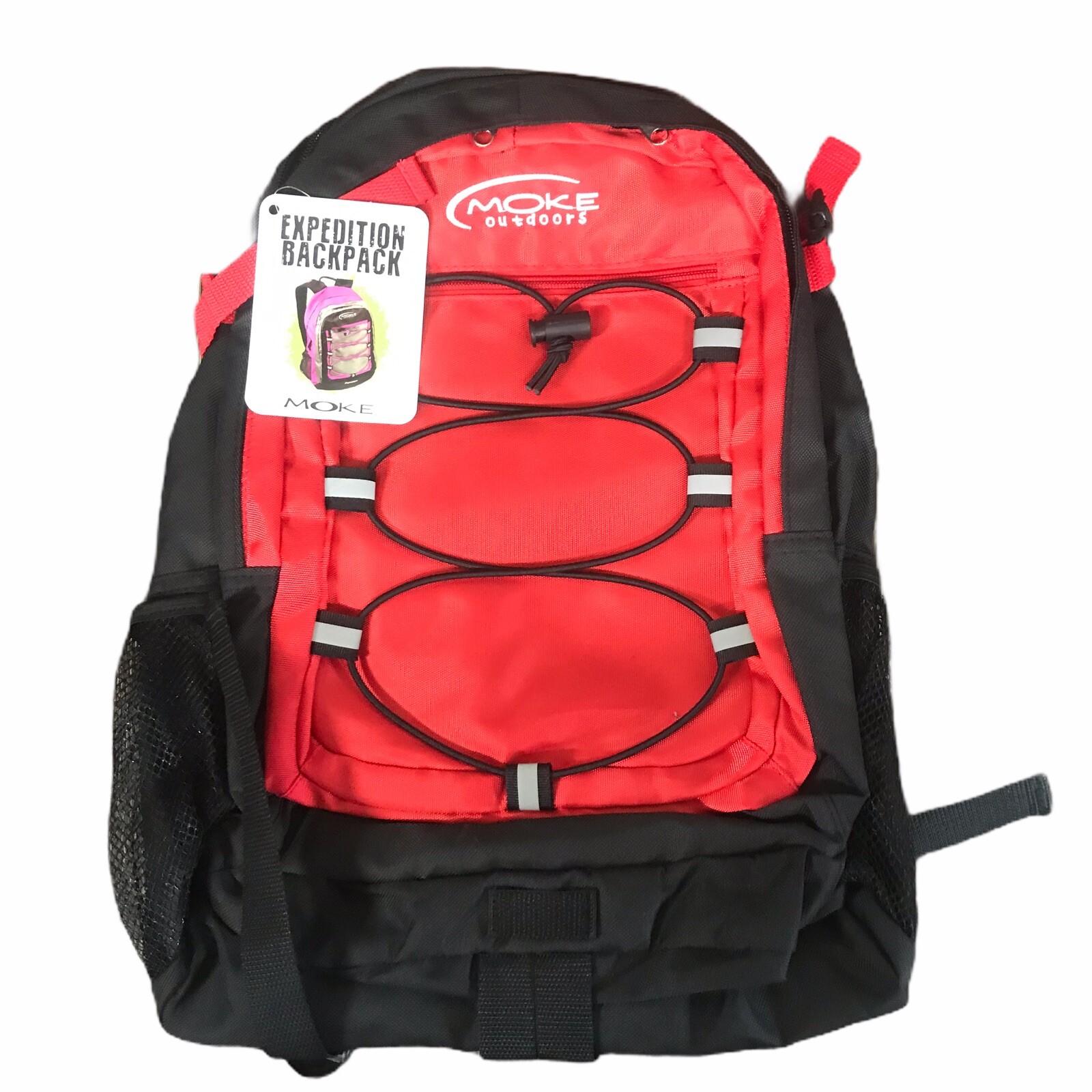 Moke Outdoors Expedition Backpack Red and Black School Travel Pack 2 Compartment