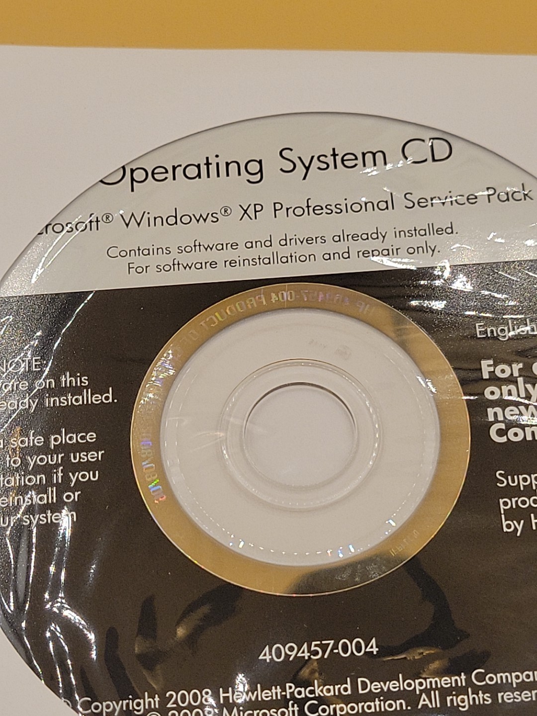 HP Microsoft Windows XP Professional Service Pack 2 Reinstallation CD ~ SP2 2008