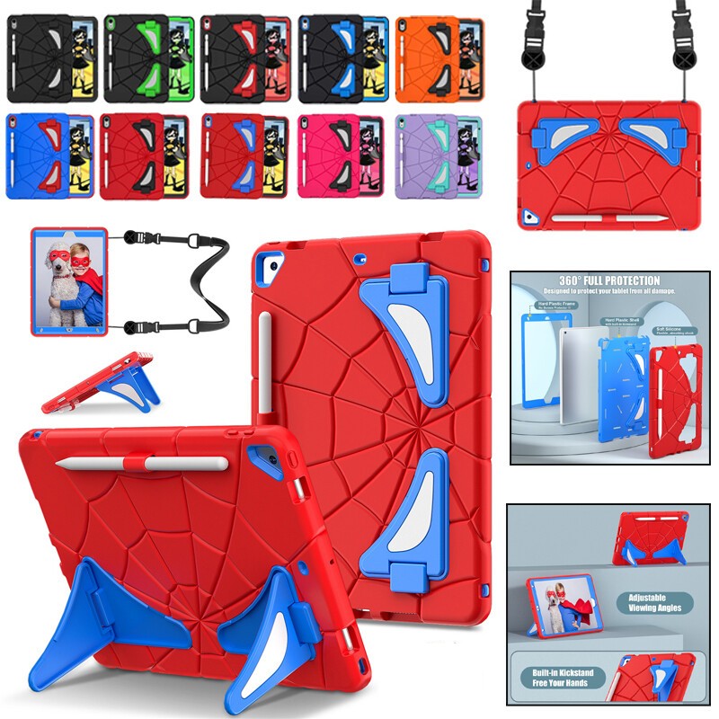 For iPad 7th 8th 9th 10th 11th Gen Kids Shockproof Heavy Duty Case Cover Strap