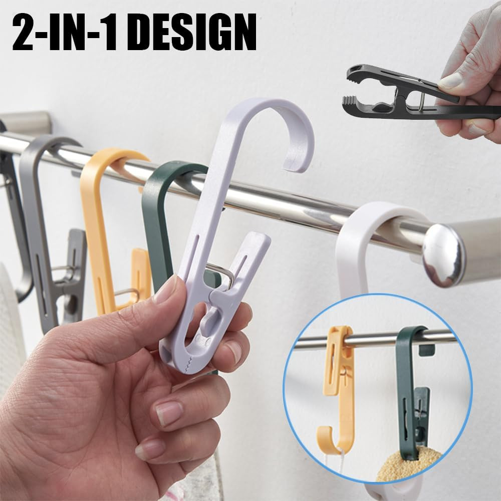 6Pcs Laundry Hooks with Clips Hanger Closet Organizer Clamps Hanging Socks Boot
