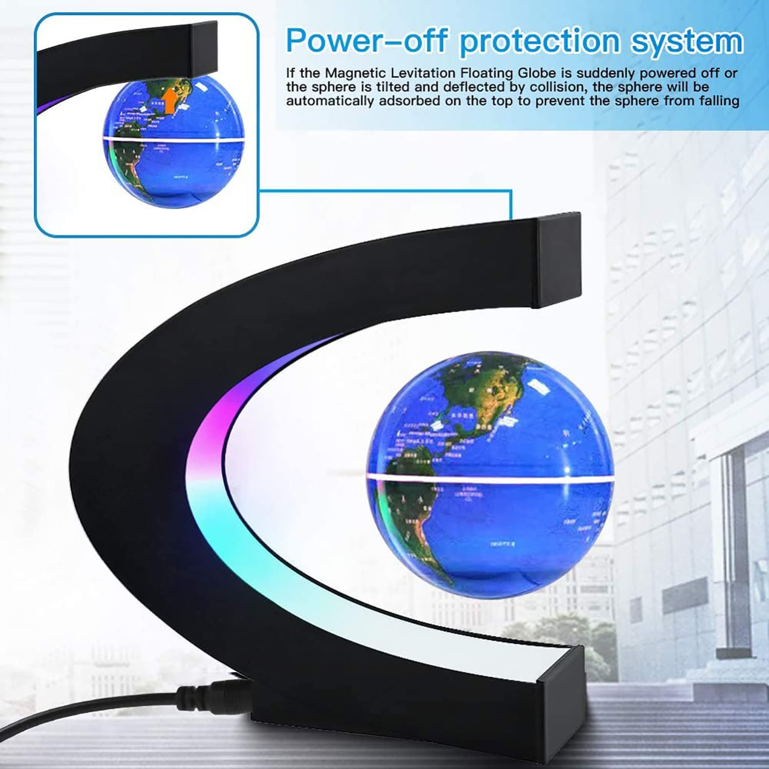 Magnetic Levitating Globe LED Floating World Map Light Gift for Men