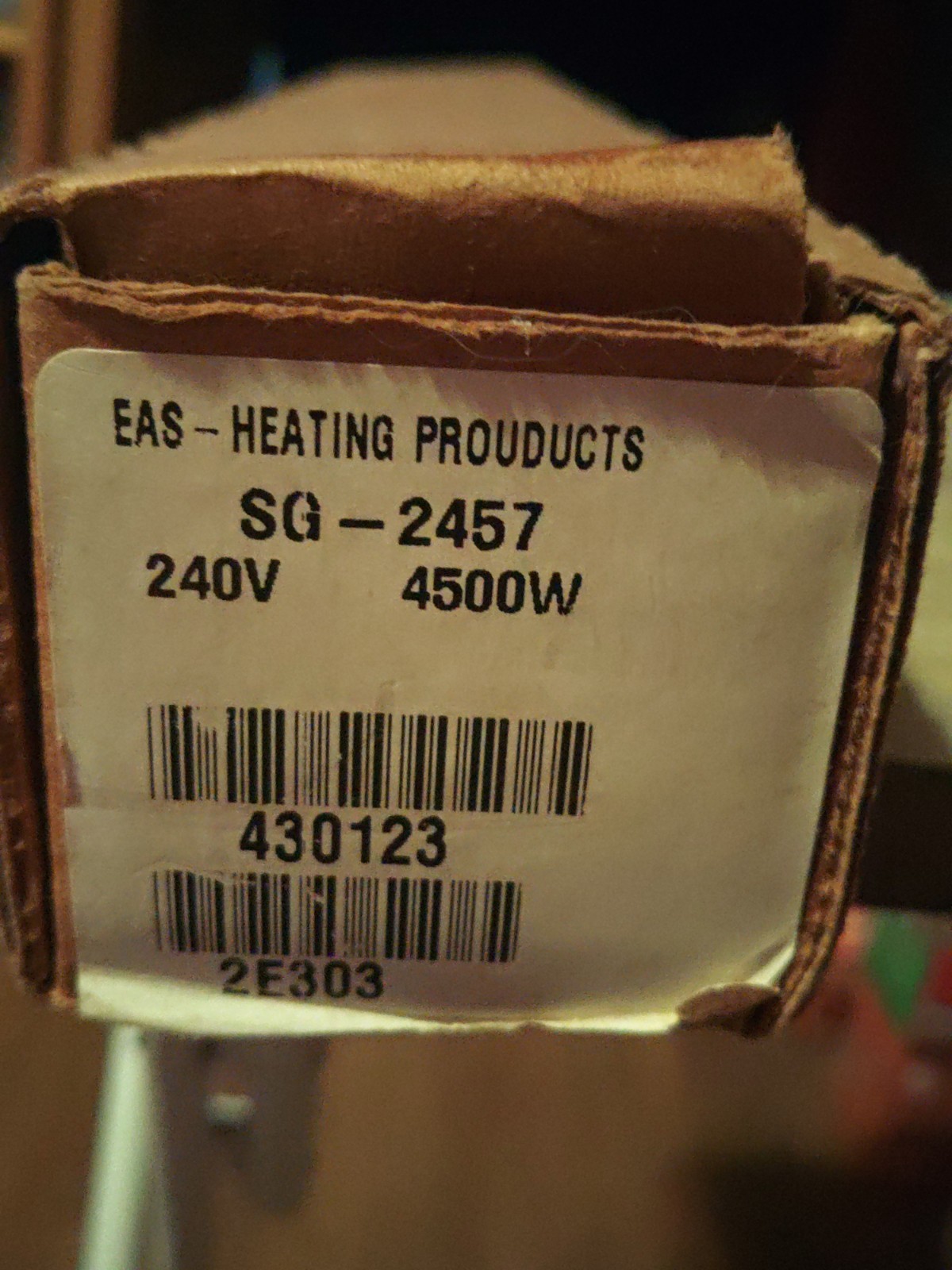 GRAINGER 2E303 COPPER WATER HEATING ELEMENT SG2457 430123 4500 WATT 240V NEW #ht