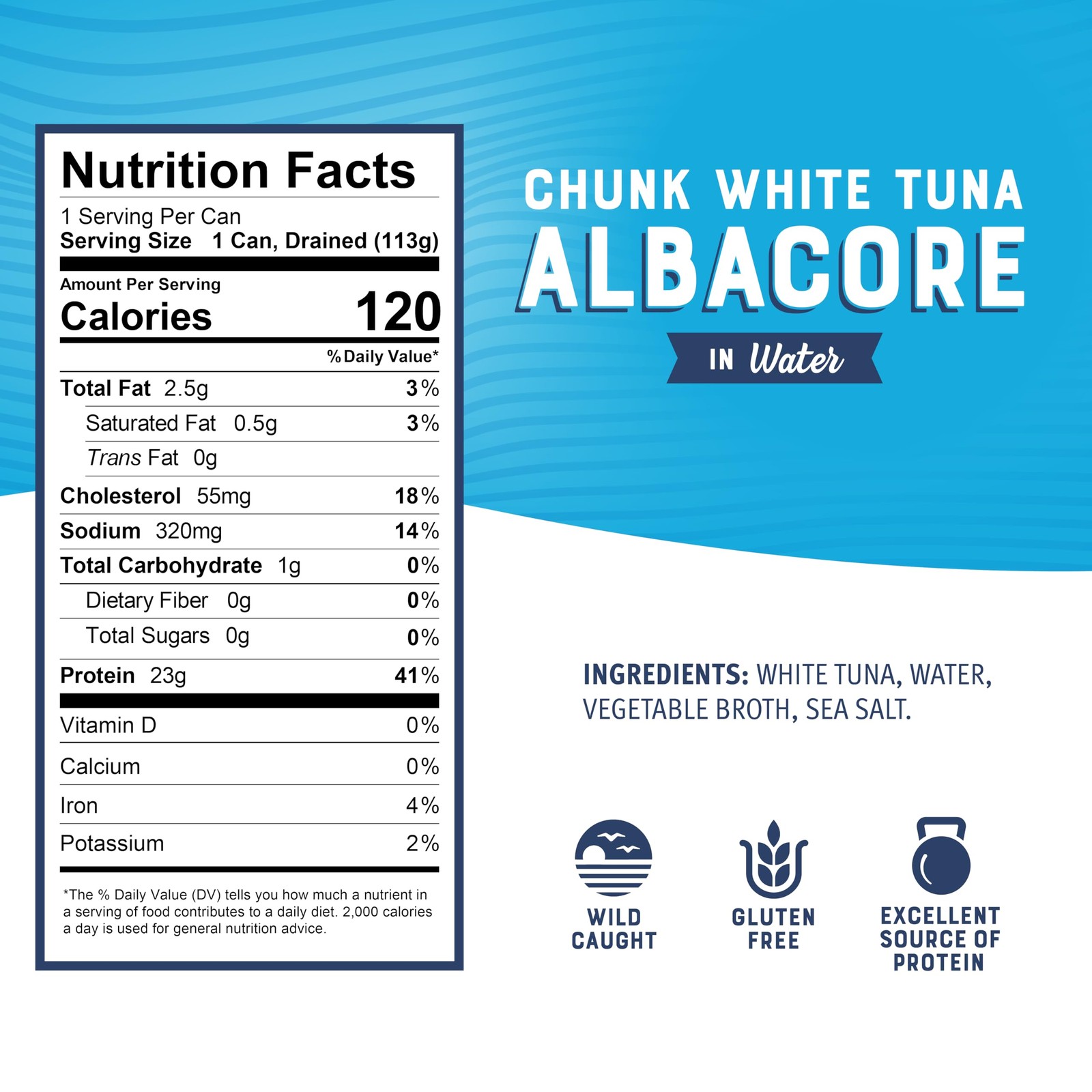 Chunk White Albacore Tuna in Water, 5 oz Can (Pack of 4) - Wild Caught Tuna -...