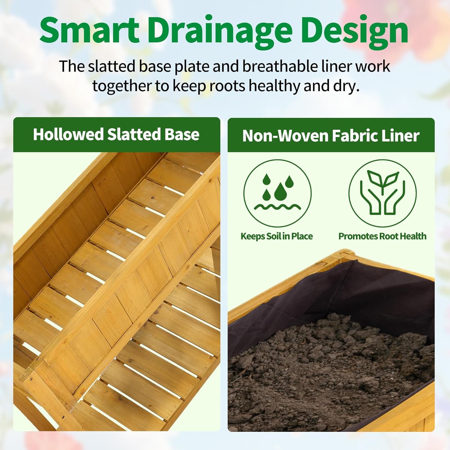 Premium Fir Wooden Raised Garden Bed with Four Legs for Backyard and Balcony Gar