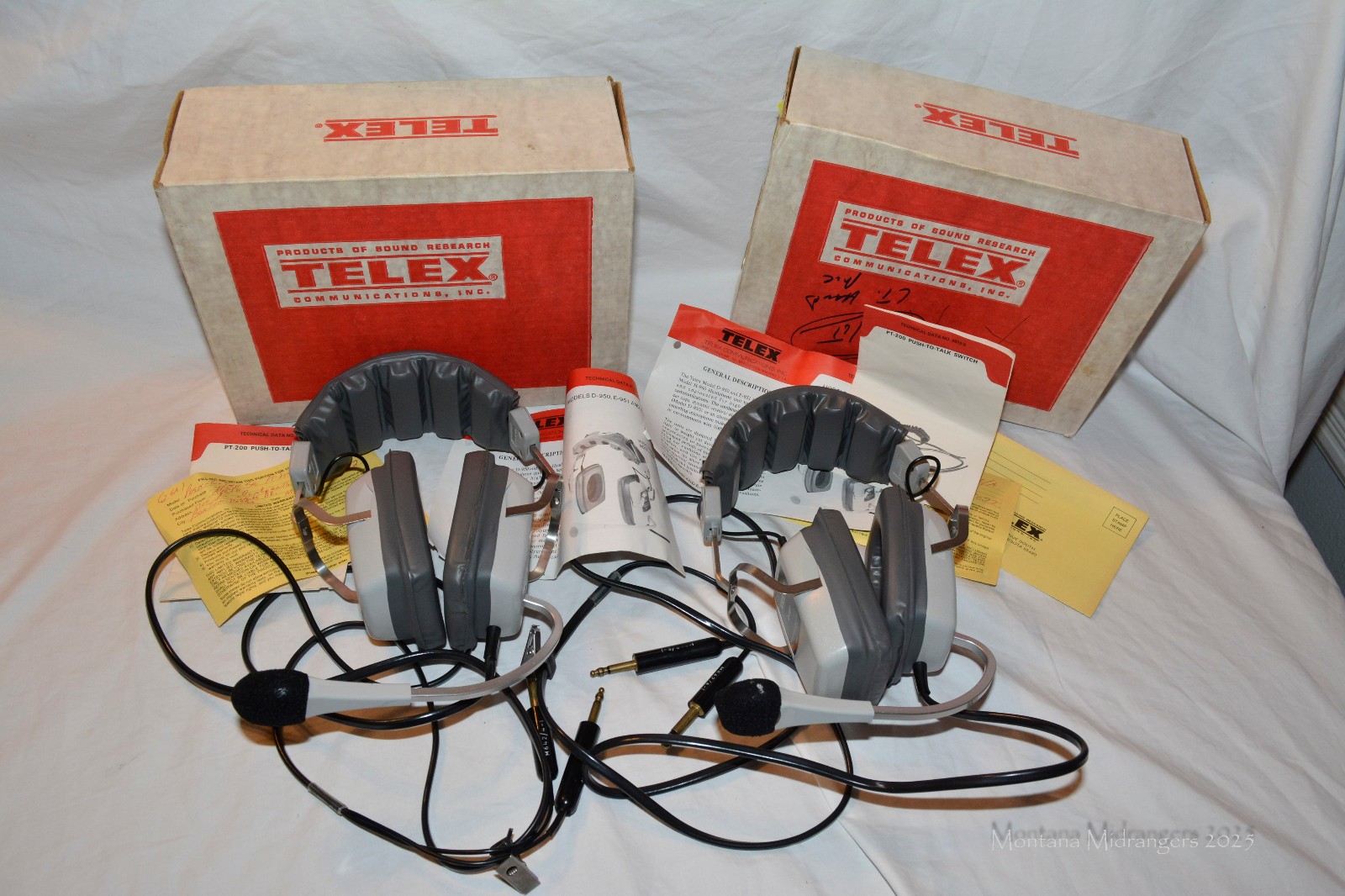 Telex E-951 Aviation Headsets Pair Dual Plug With Original Boxes And Paperwork