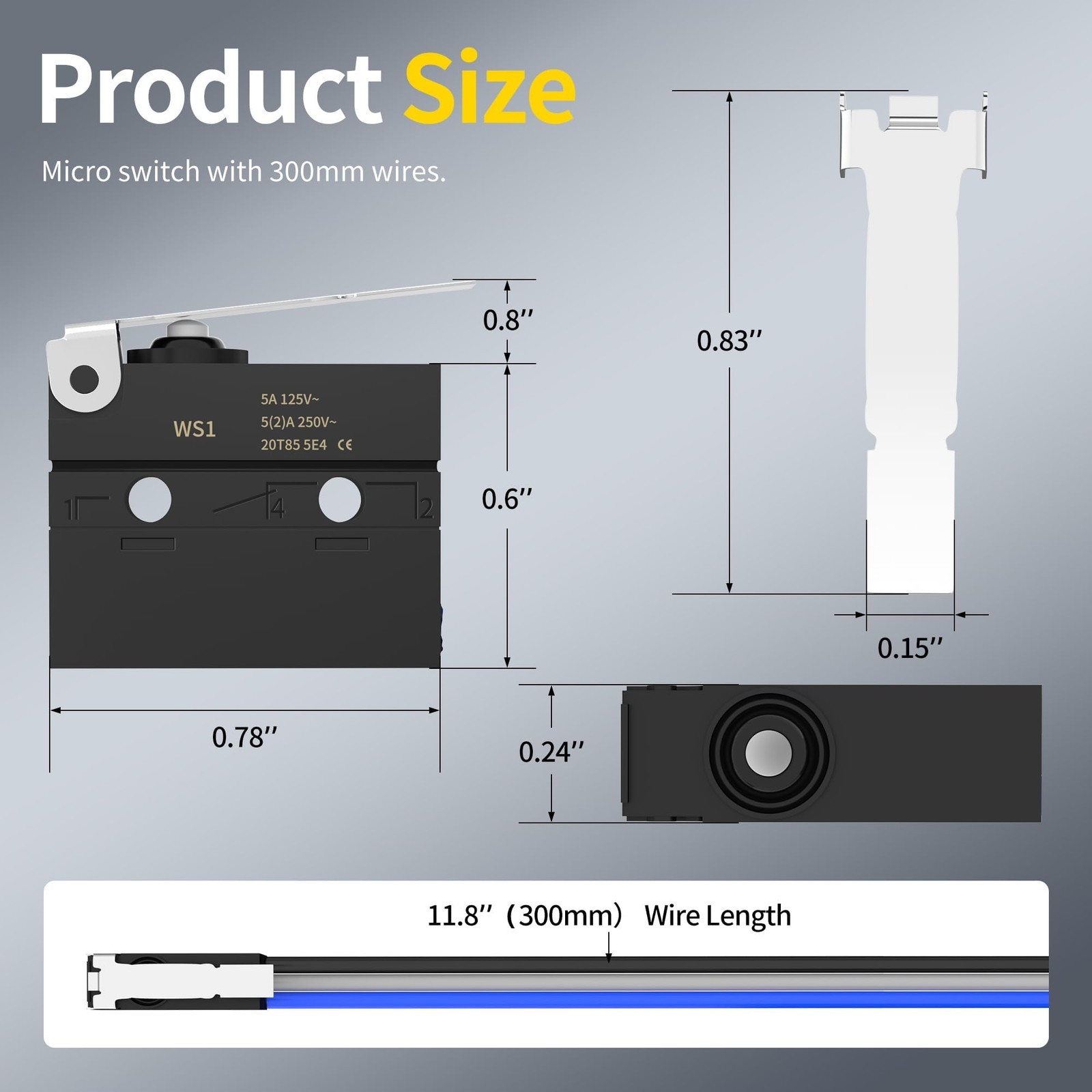 Joinfworld Waterproof Micro Limit Switch with Hinge Lever 6A 12V DC Lever...