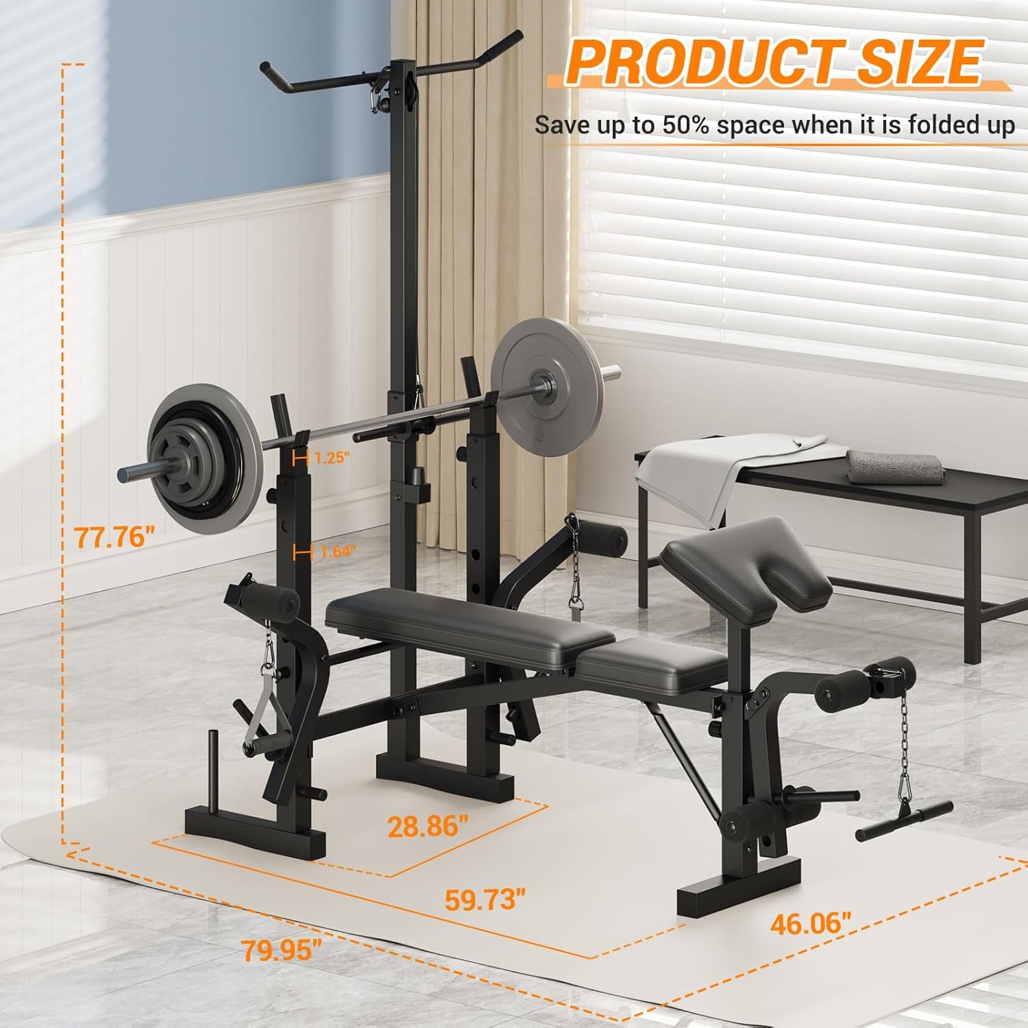 Multi-Function Adjustable Workout Bench Home Gym + Leg Extension & LAT Pulldown