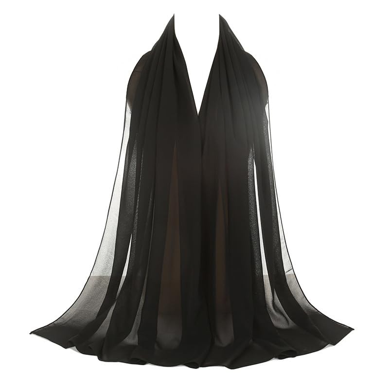 Lightweight-Chiffon-Scarf for Womens Long-Shawls-Wraps Spring 70*29 inch Black