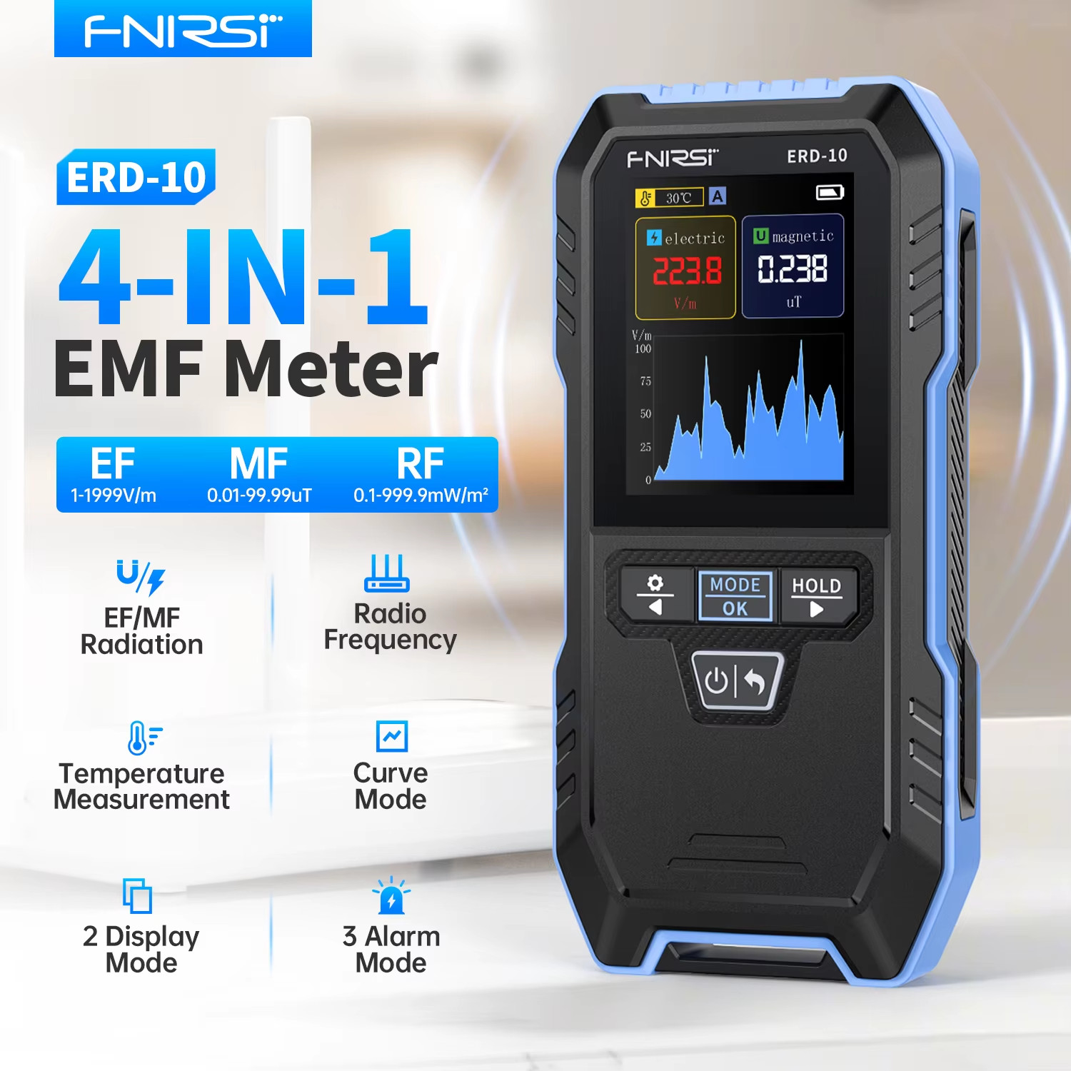 ERD-10 4-IN-1 Electromagnetic Radiation Detector, Electric & Magnetic Field Stre