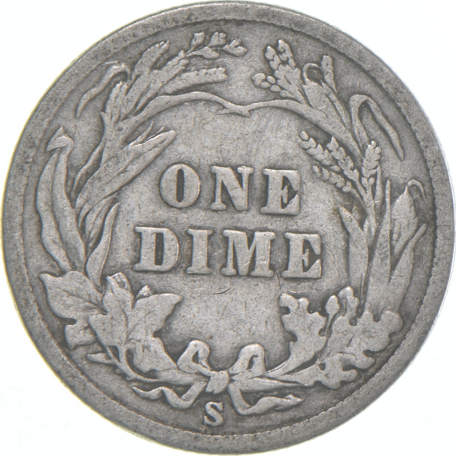 1911-S Barber Dime 90% Silver Average Circ
