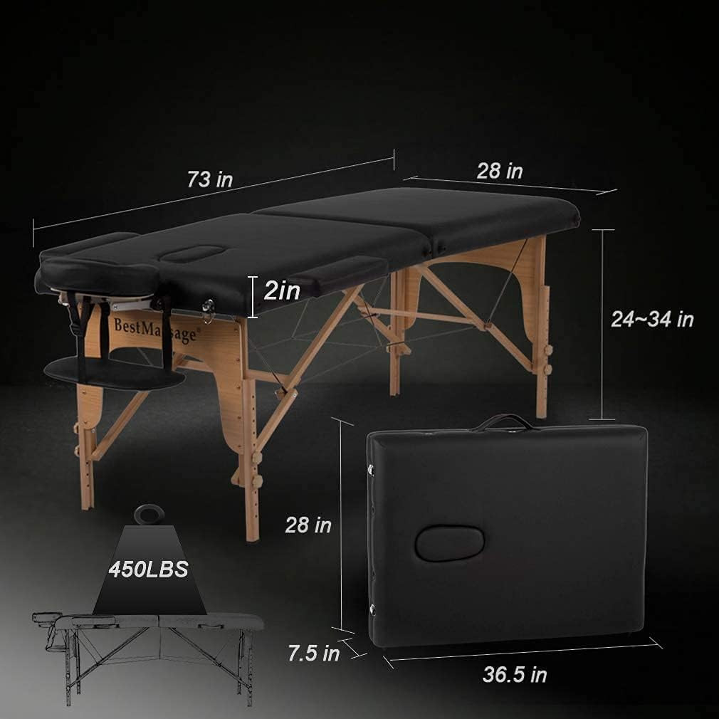 Massage Bed Portable Massage Table 28 Inch Wide Lash Bed Height Adjustable PU Le