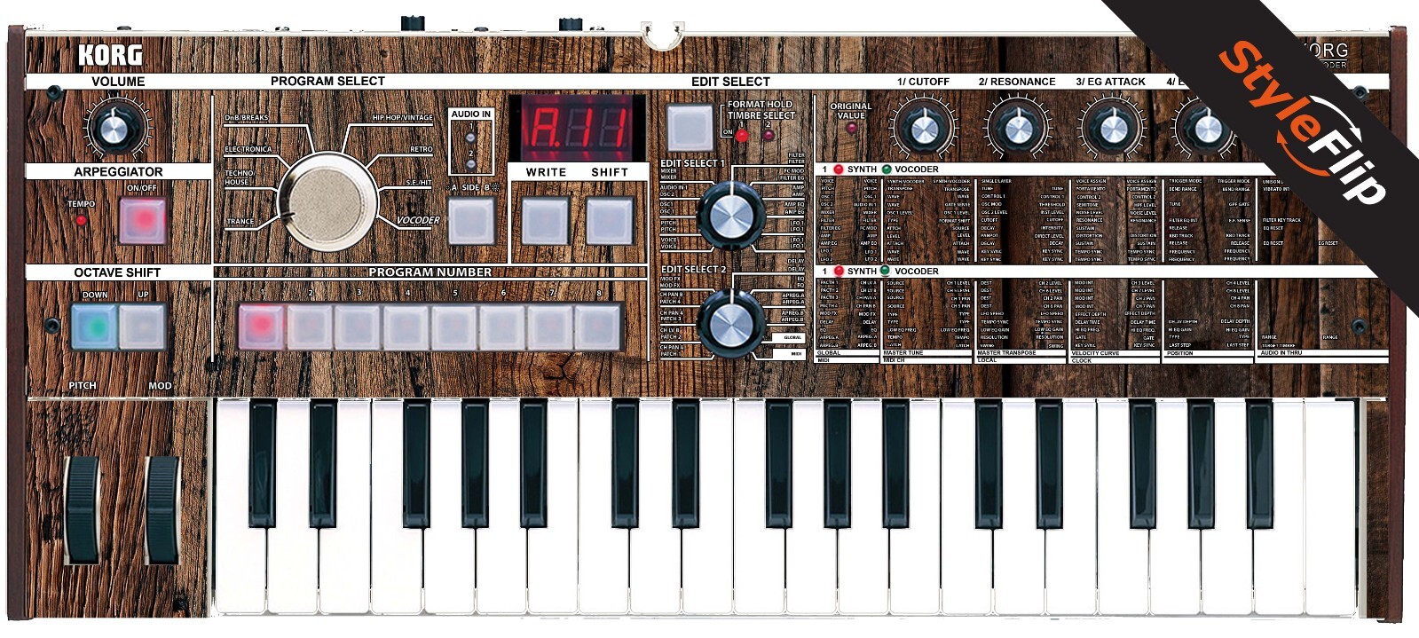 Korg microKorg | Wood 3 | Protective Decal | StyleFlip Skins