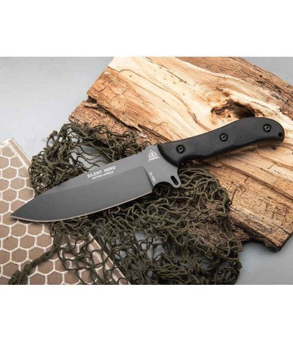 TOPS Silent Hero Smooth Fixed Knife 6.38" 1095HC Steel Full Blade Micarta Handle
