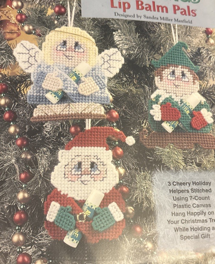 Vtg Rare The Needlecraft Shop CHRISTMAS LIP BALM PALS Needlepoint 1999 pattern