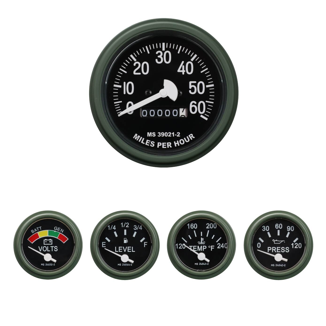 Humvee Green 5 Gauge Set Military Equipment Replacement M998 M1123 M1045 Truck