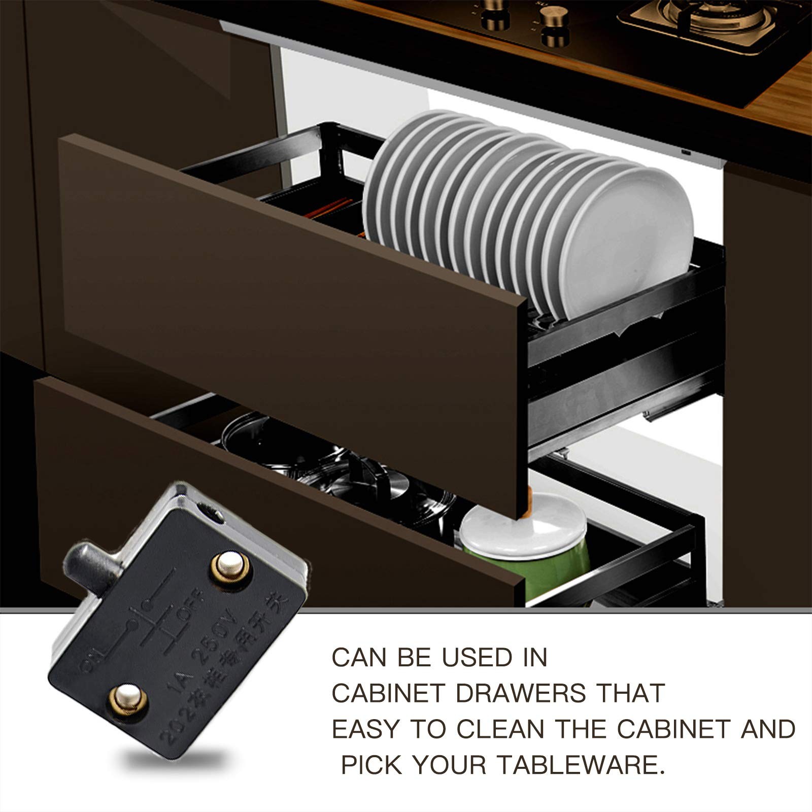 6Pcs On Off Door Switch for Closet Light Black Normally When Opens