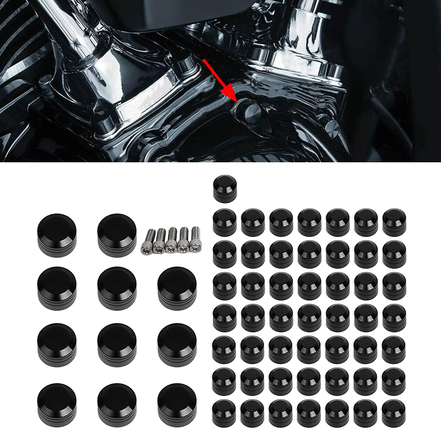 61pcs Engine Bolt Screw Caps Covers For Harley Fat Boy Heritage Softail 2007-17