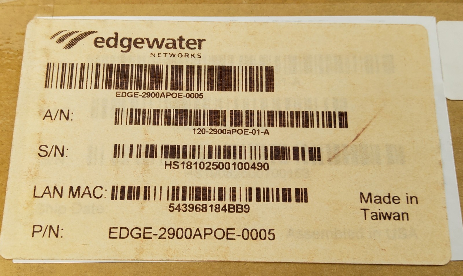 EDGEWATER EDGE-2900APOE-0005 POE Enterprise Session Border Controller New