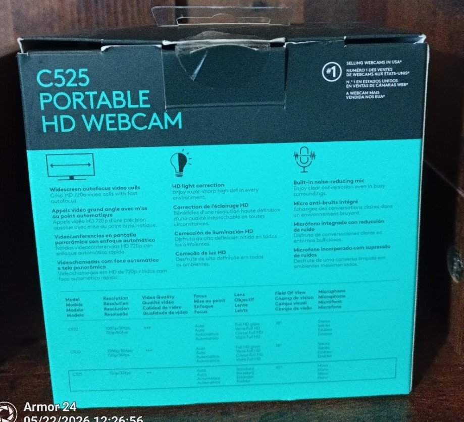 Logitech C525 HD 720P Webcam New Open Box