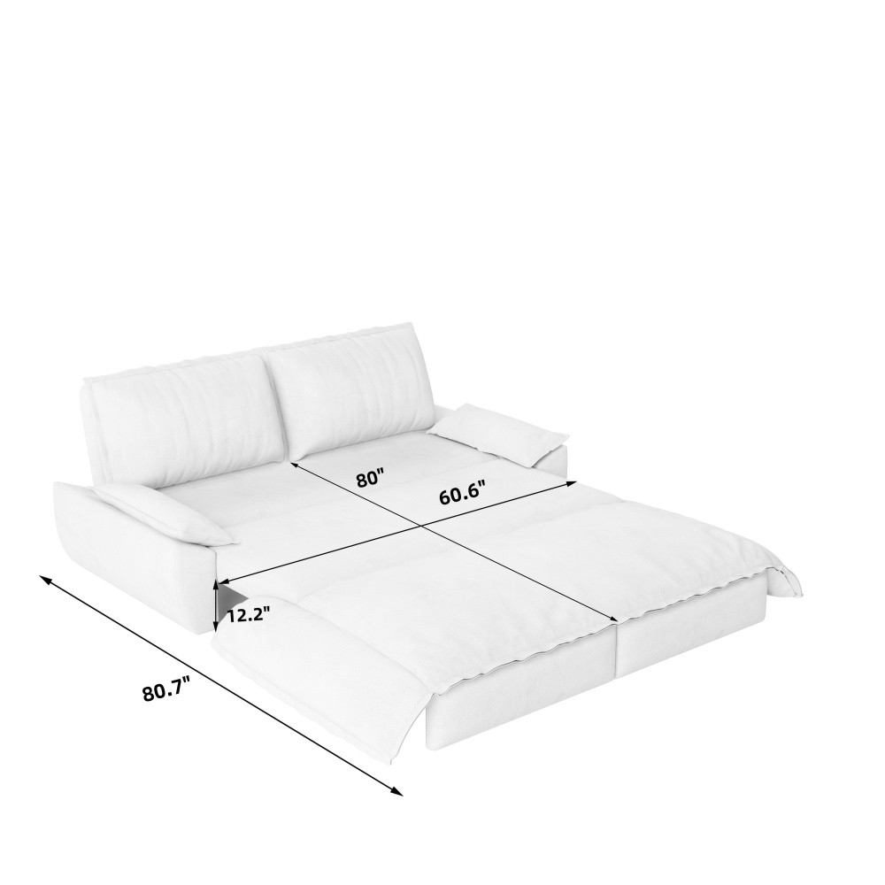 Queen Sofa Bed Pull Out Sleeper 3-in-1 Convertible Velvet Loveseat Black