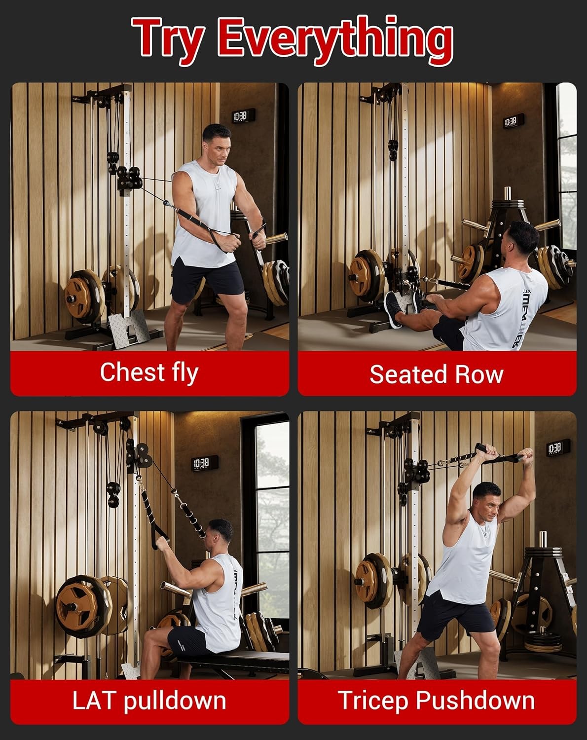 LAT Pulldown Machines Wall Mount Cable Machine Cable Crossover Machine Home Gym
