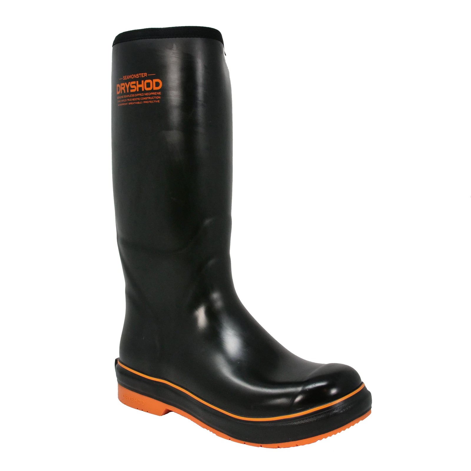 Dryshod Seamonster Black/Orange Fishing Boots, Hi-Grip Tread (SEA-MH-BK-M)