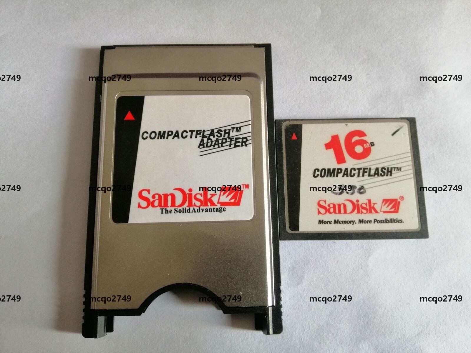 CompactFlash 16MB CF with Compact Flash Card adapter SanDisk 16M PC PCMCIA Card