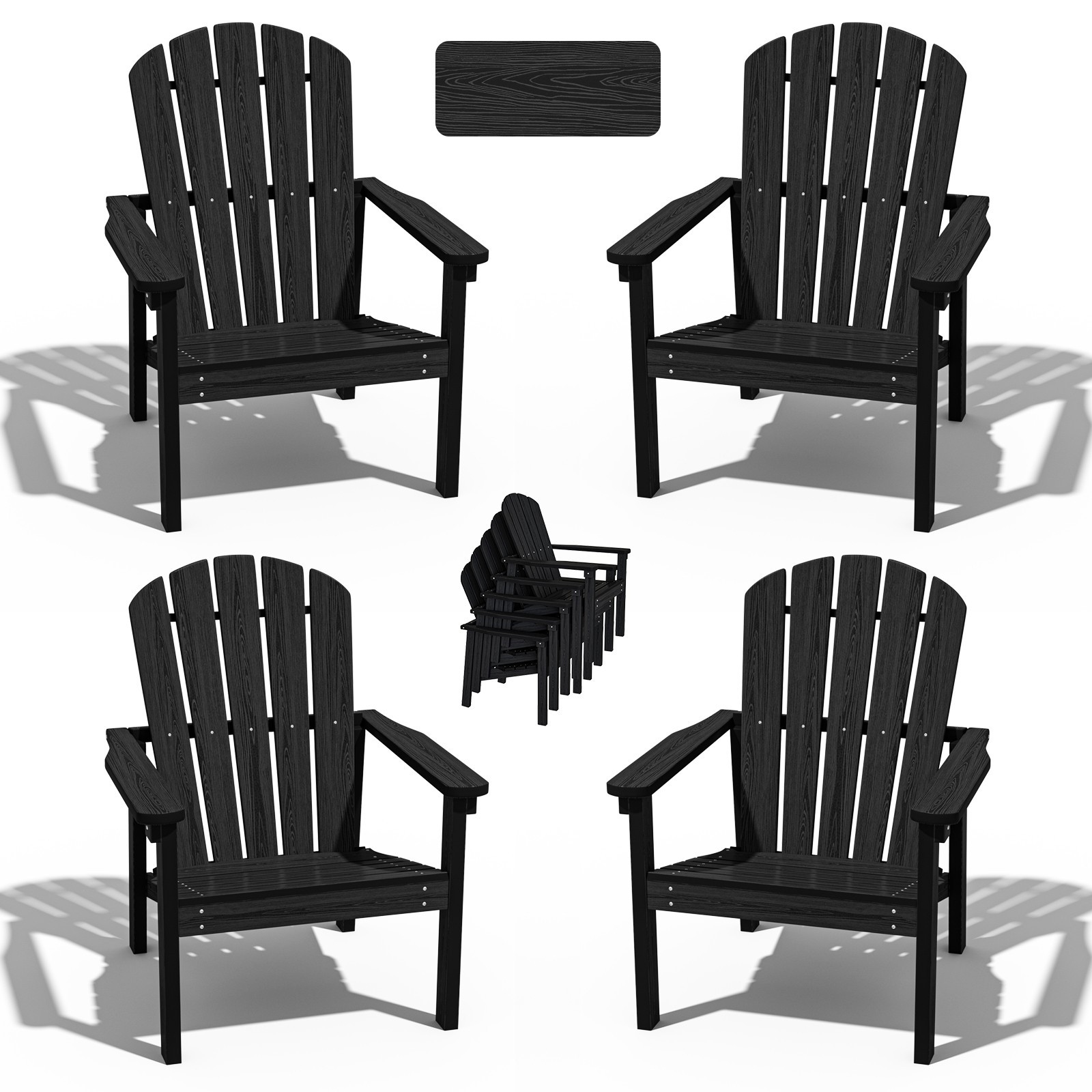 4-Piece Stackable HDPE Adirondack Chair Outdoor Patio Chair Weather Resistant