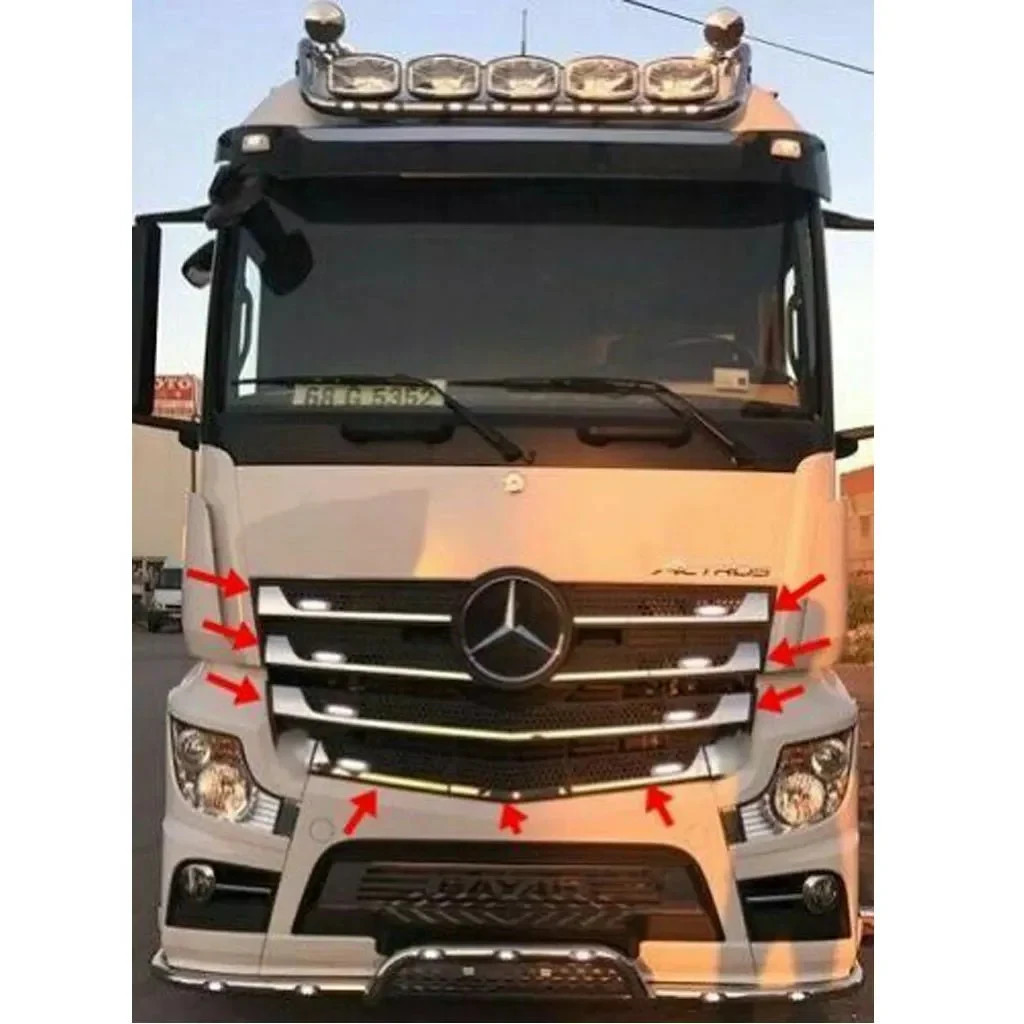 For MERCEDES BENZ ACTROS MP4 CHROME FRONT GRİLL  9PCS S.STEEL (Narrow Cabin)